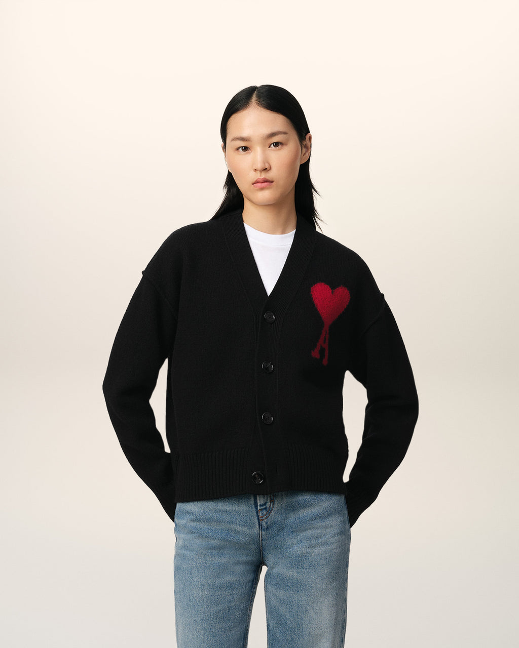Cardigan Noir Ami de Coeur En Laine