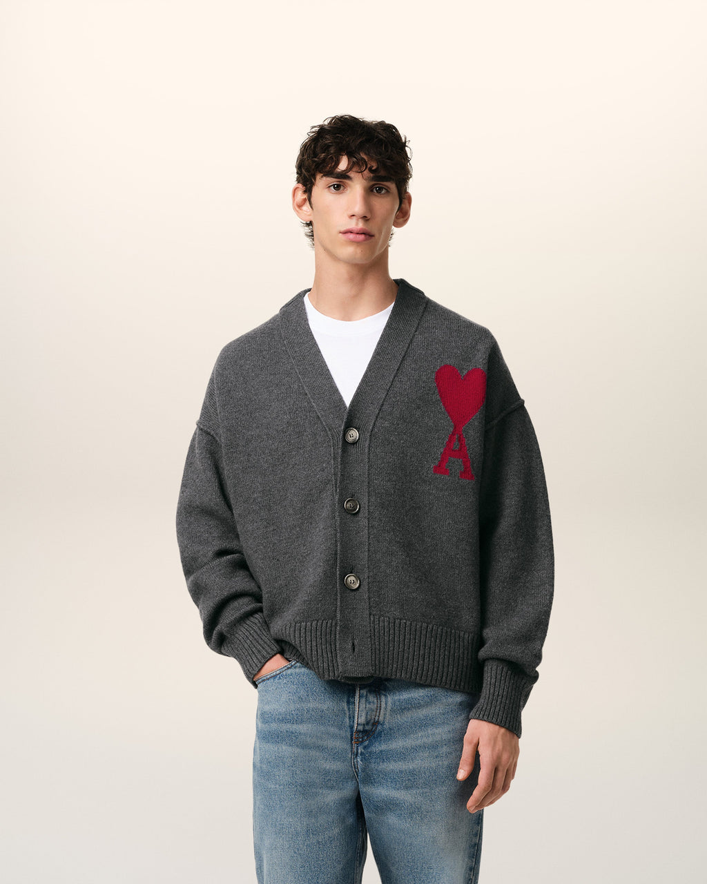 Cardigan Gris Ami de Coeur En Laine