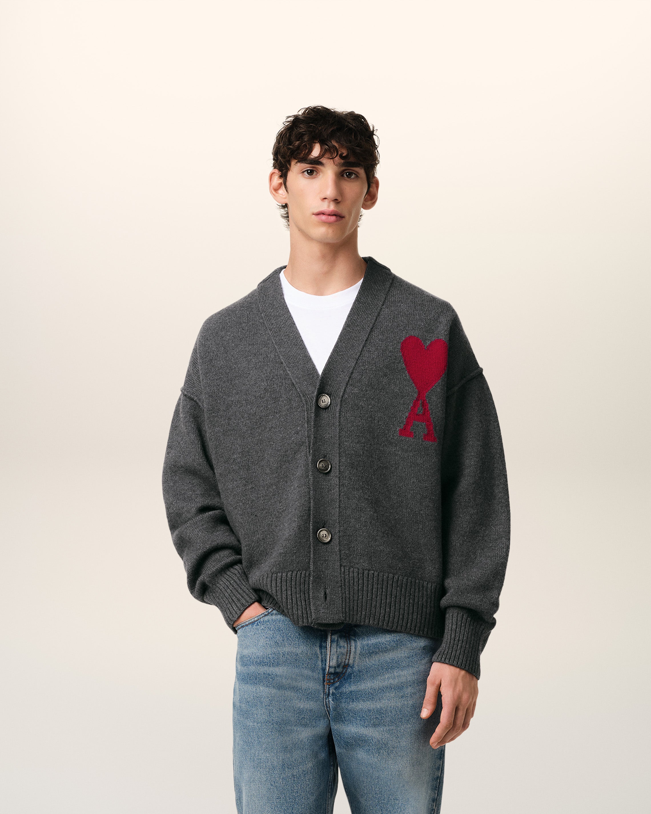Cardigan Gris Ami de Coeur En Laine