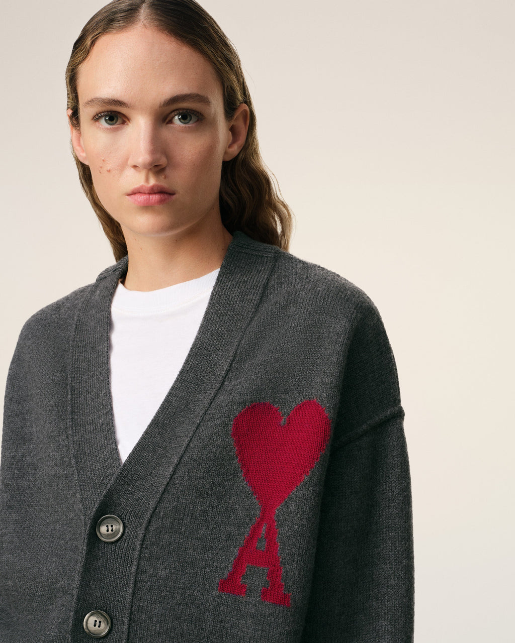 Cardigan Gris Ami de Coeur En Laine