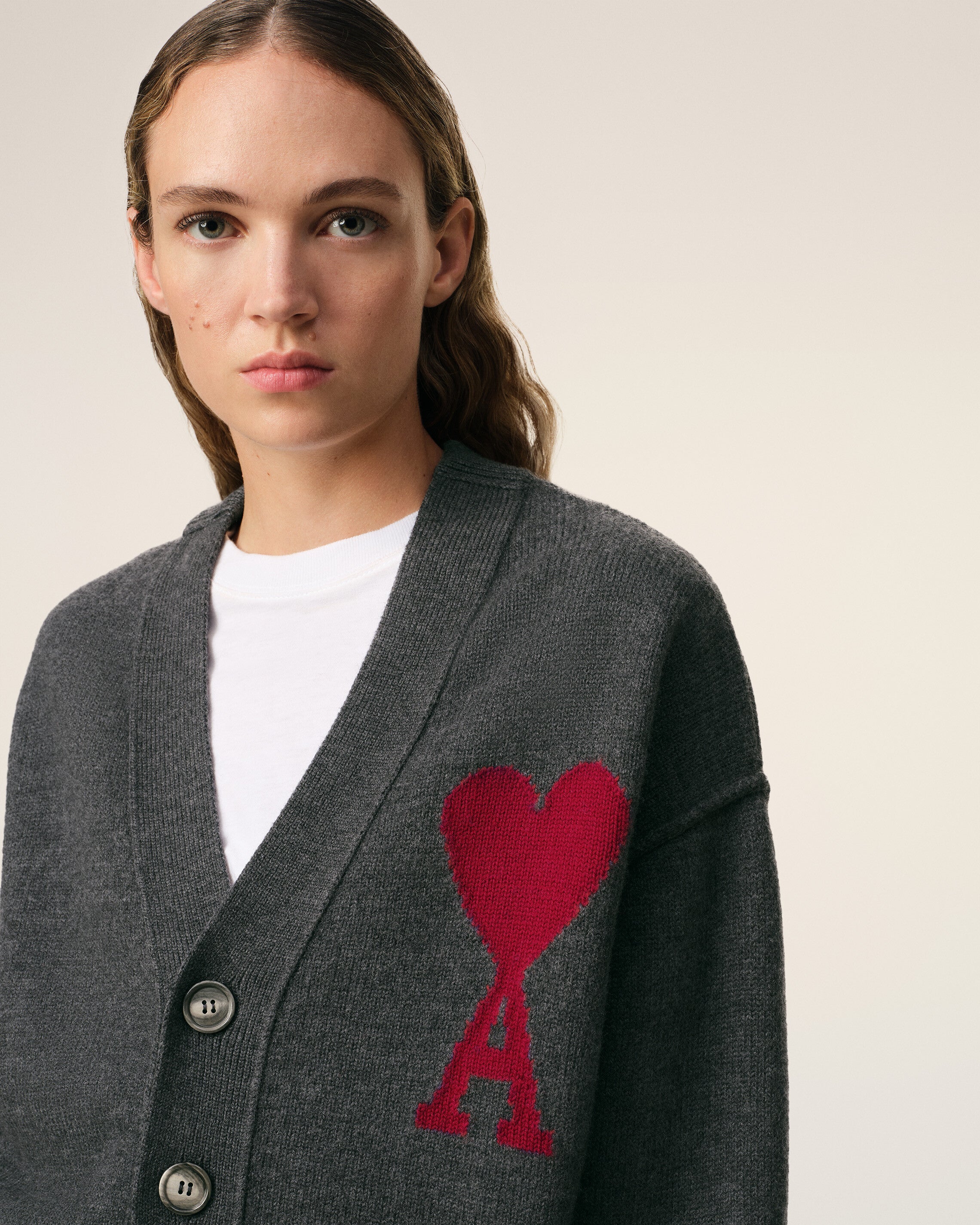 Cardigan Gris Ami de Coeur En Laine