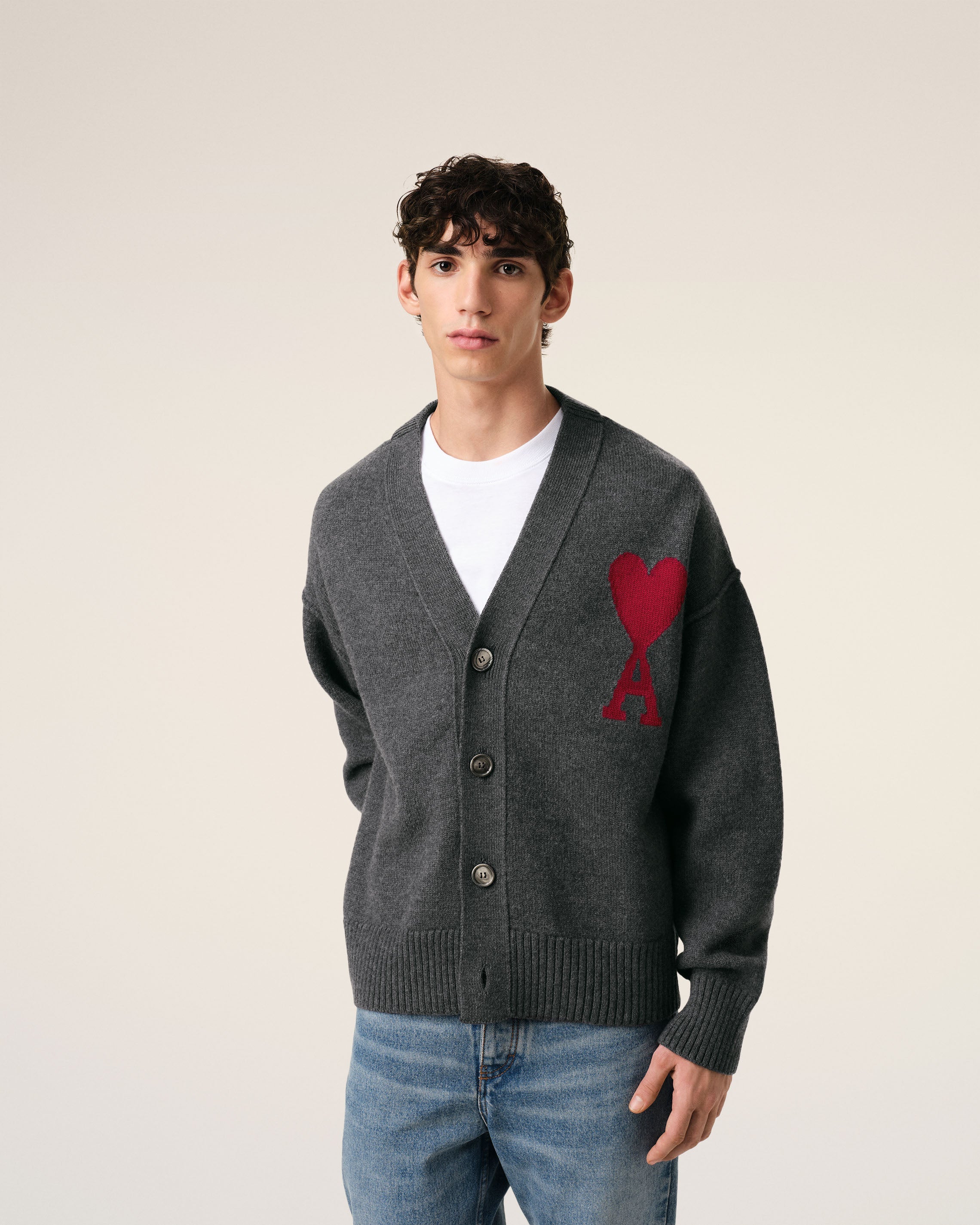 Cardigan Gris Ami de Coeur En Laine
