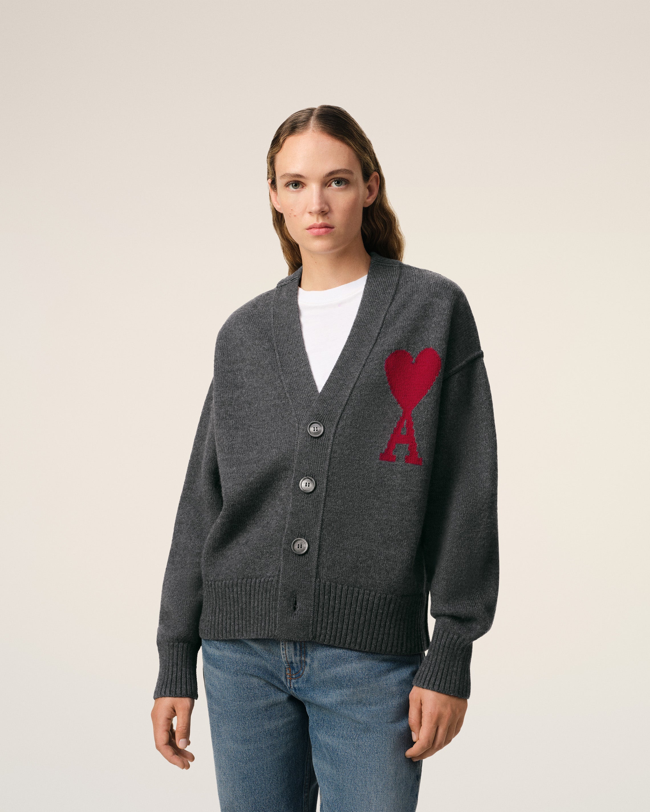 Cardigan Gris Ami de Coeur En Laine