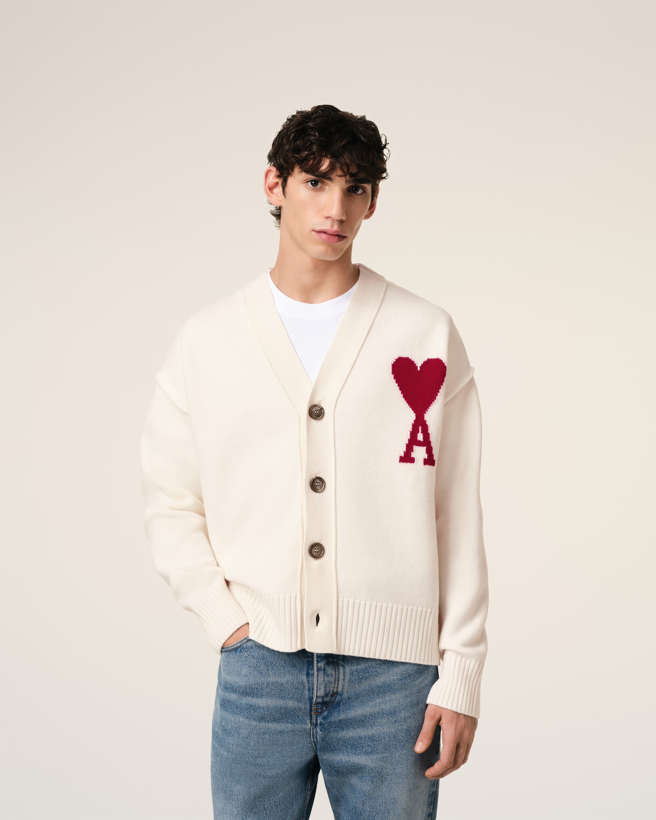 Cardigan Blanc Ami de Coeur En Laine
