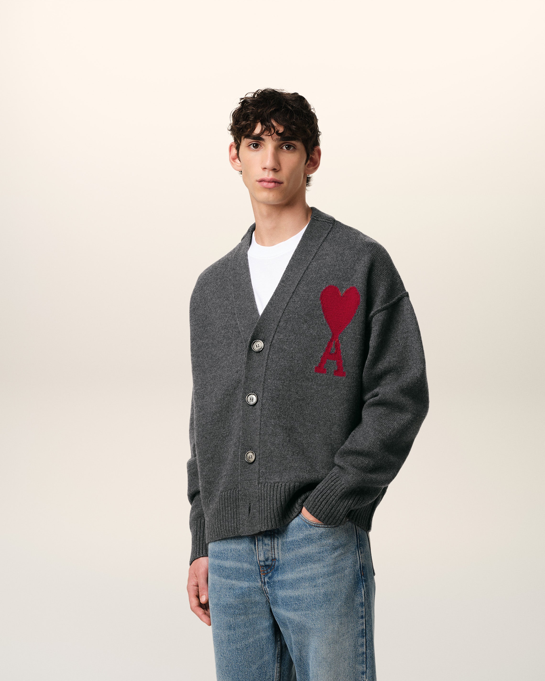 Cardigan Gris Ami de Coeur En Laine