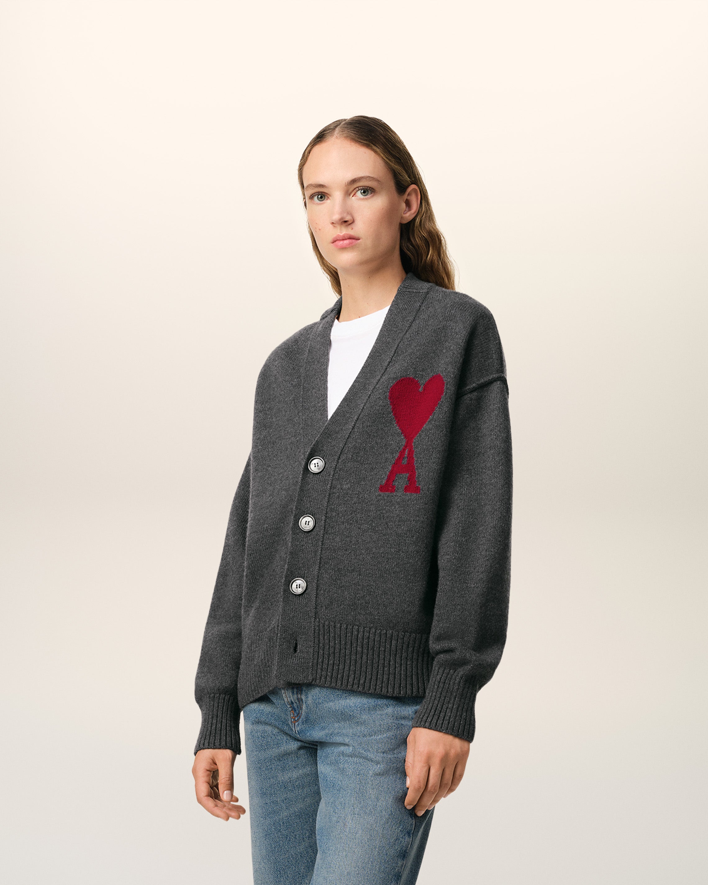 Cardigan Gris Ami de Coeur En Laine