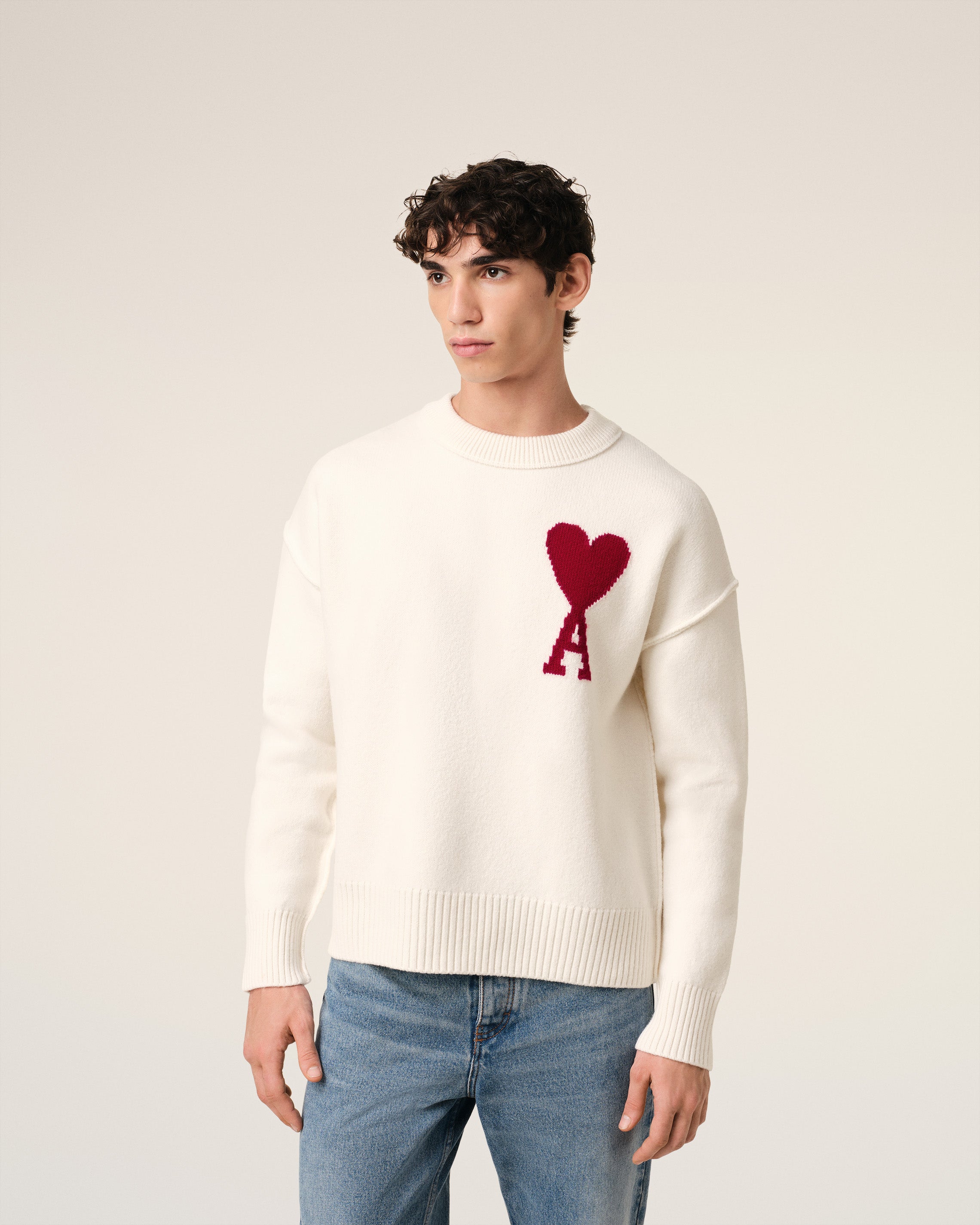 Pull Blanc Ami de Coeur En Laine
