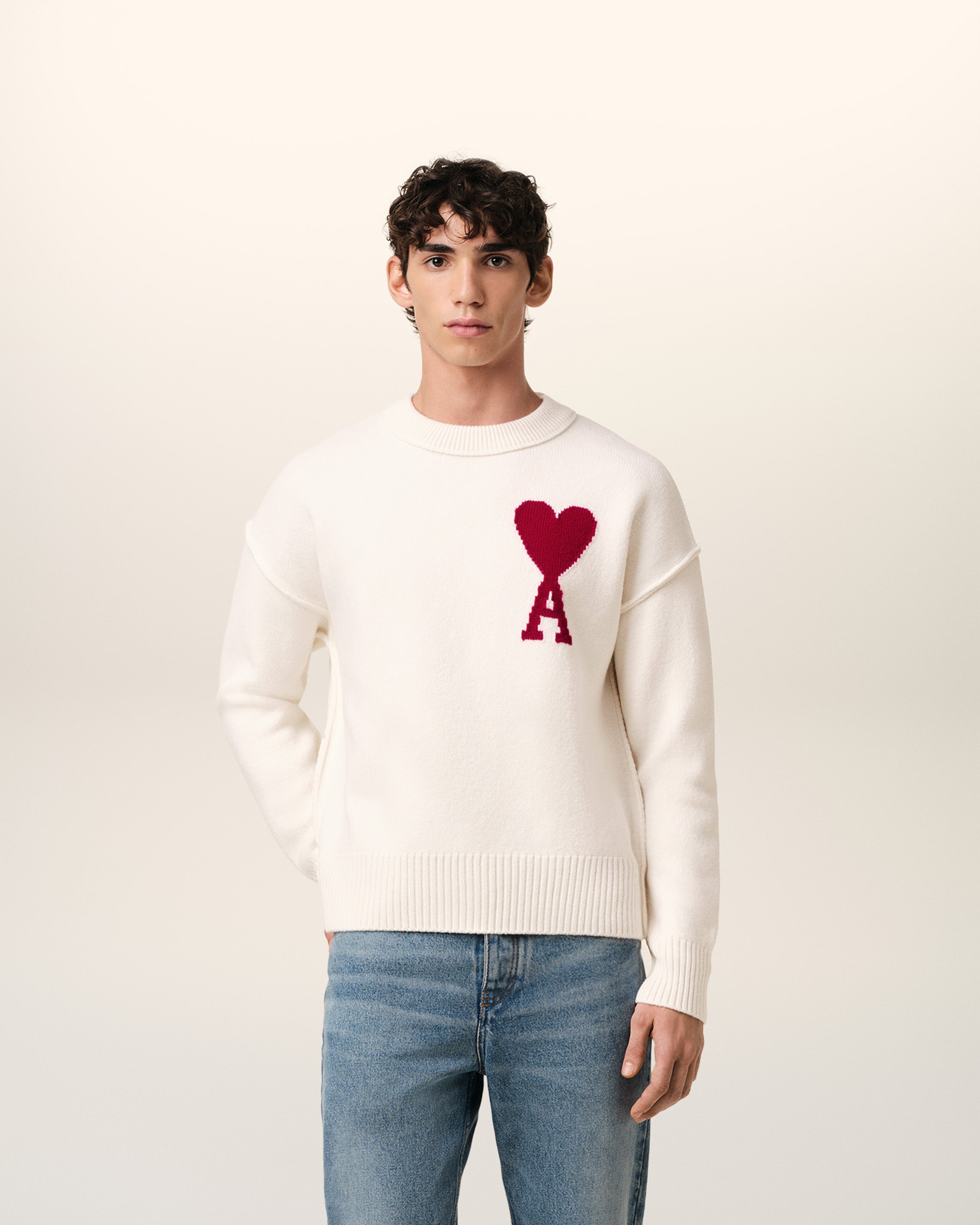 Pull Blanc Ami de Coeur En Laine