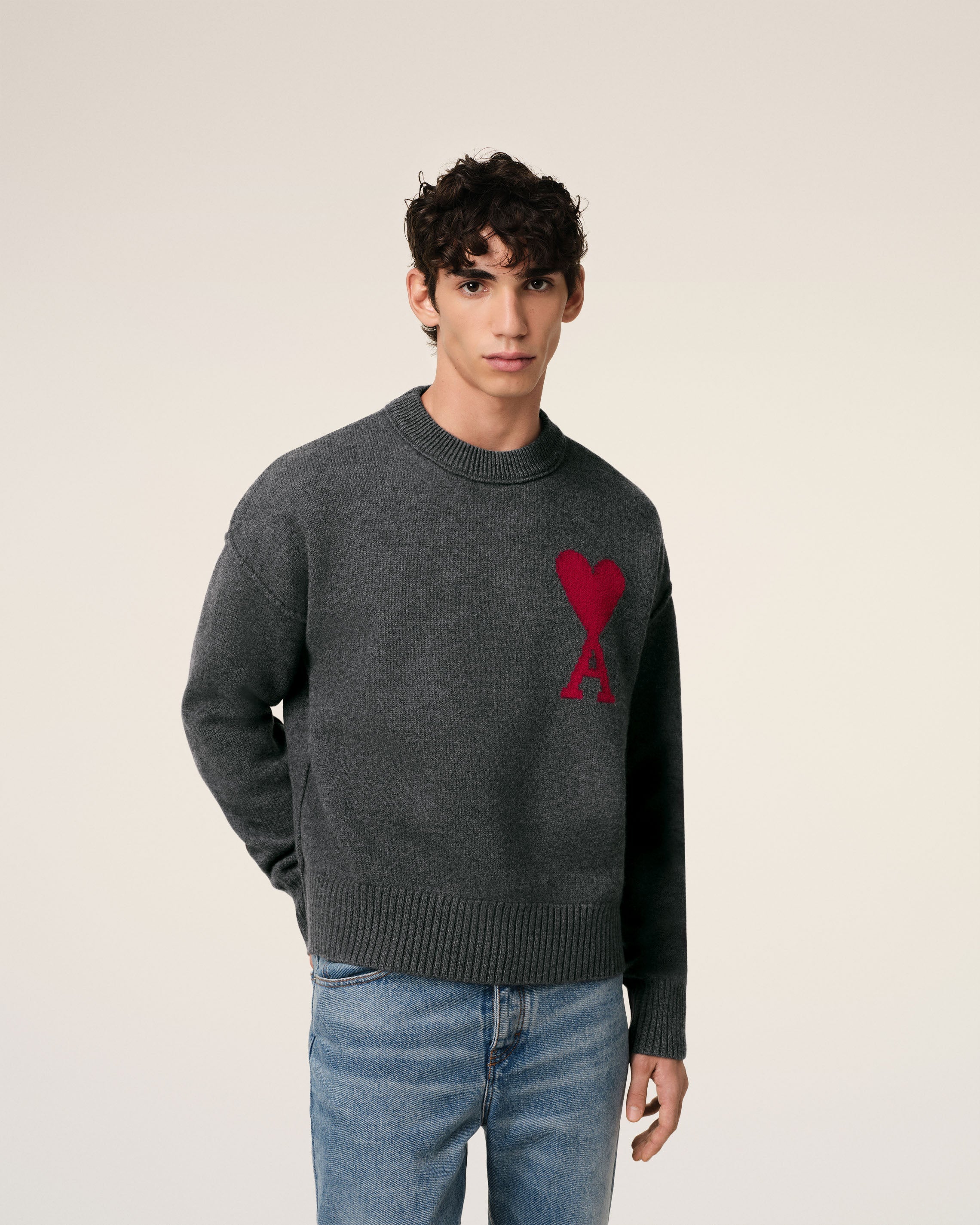 Pull Gris Ami de Coeur En Laine