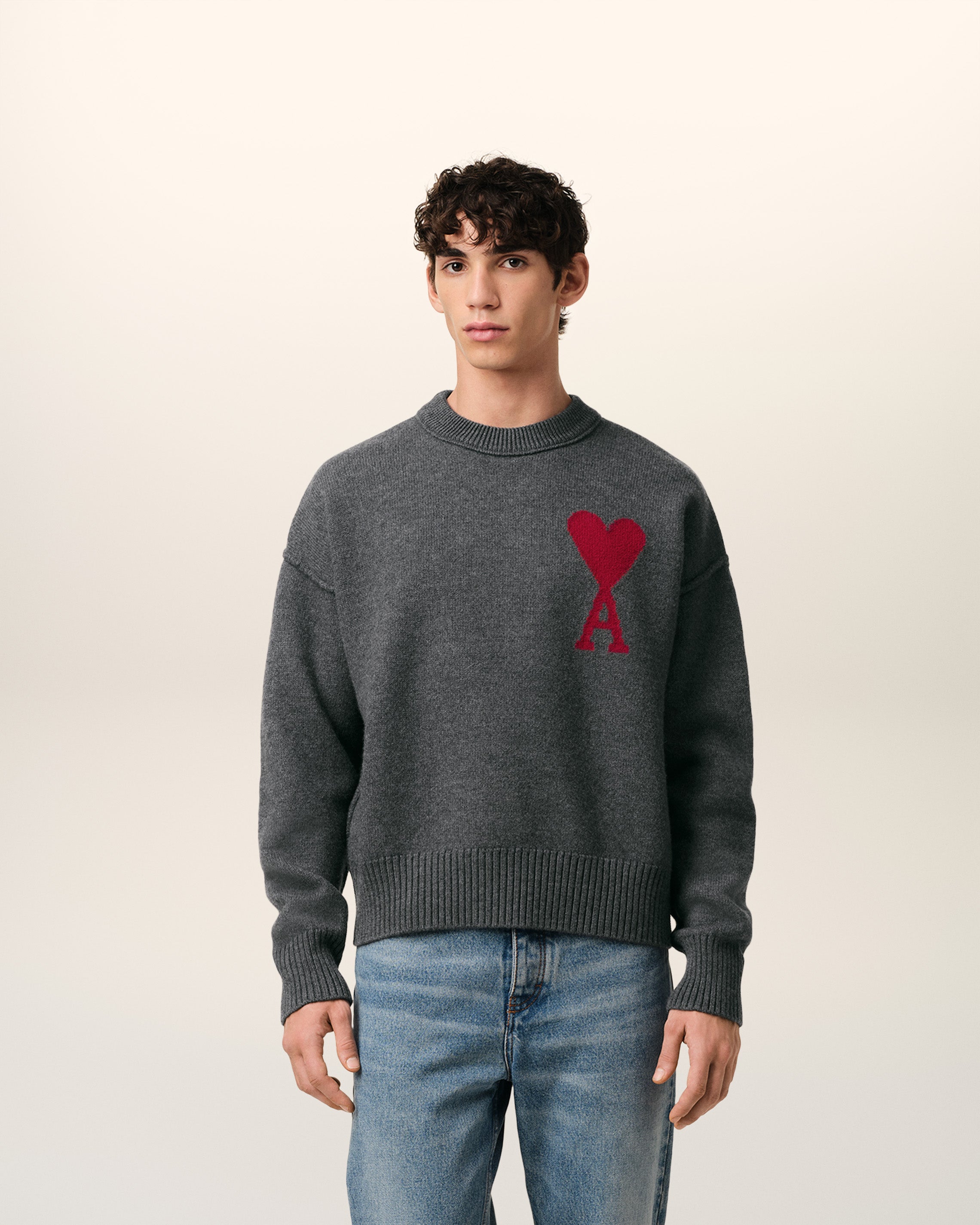 Pull Gris Ami de Coeur En Laine