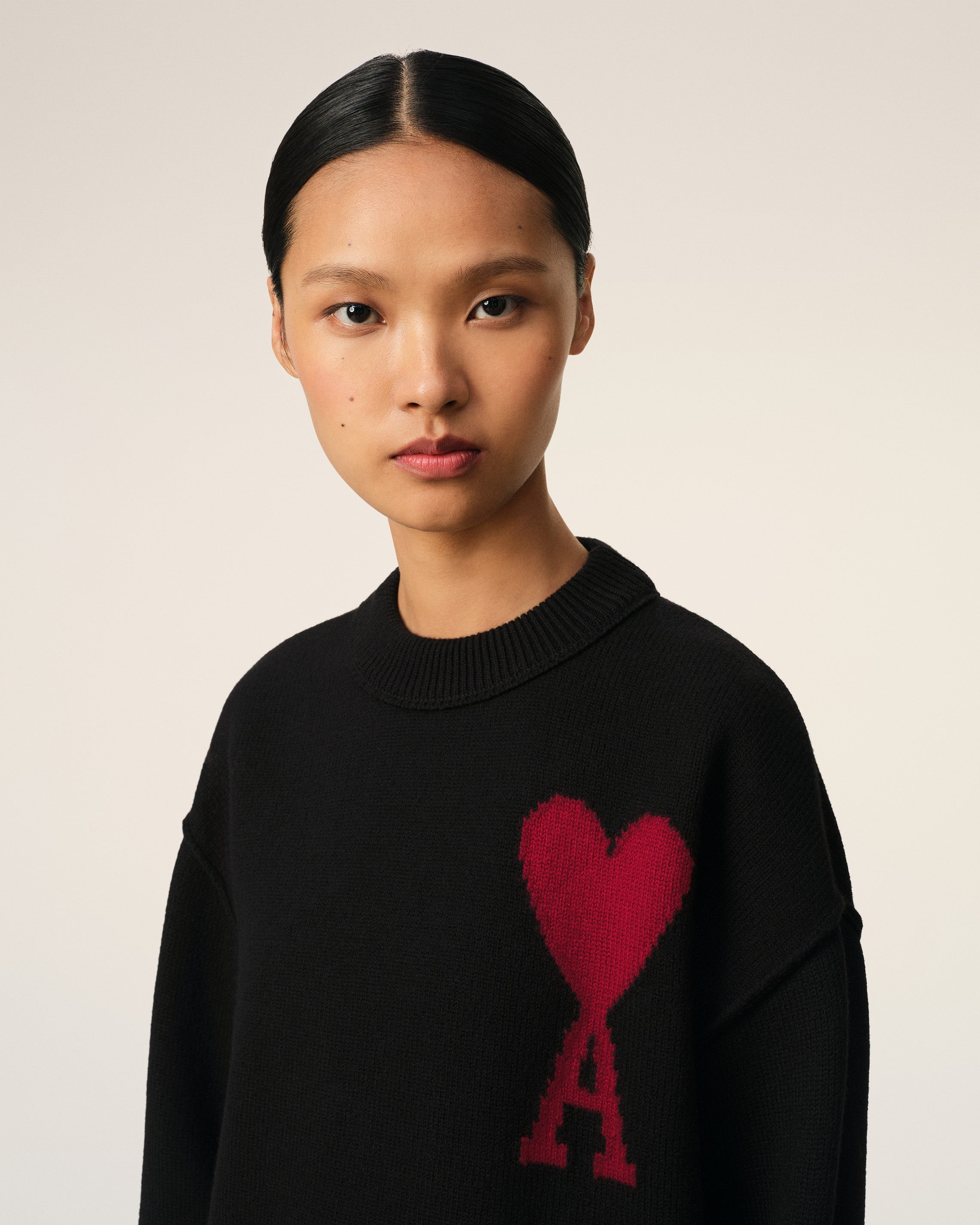 Pull Noir Ami de Coeur En Laine