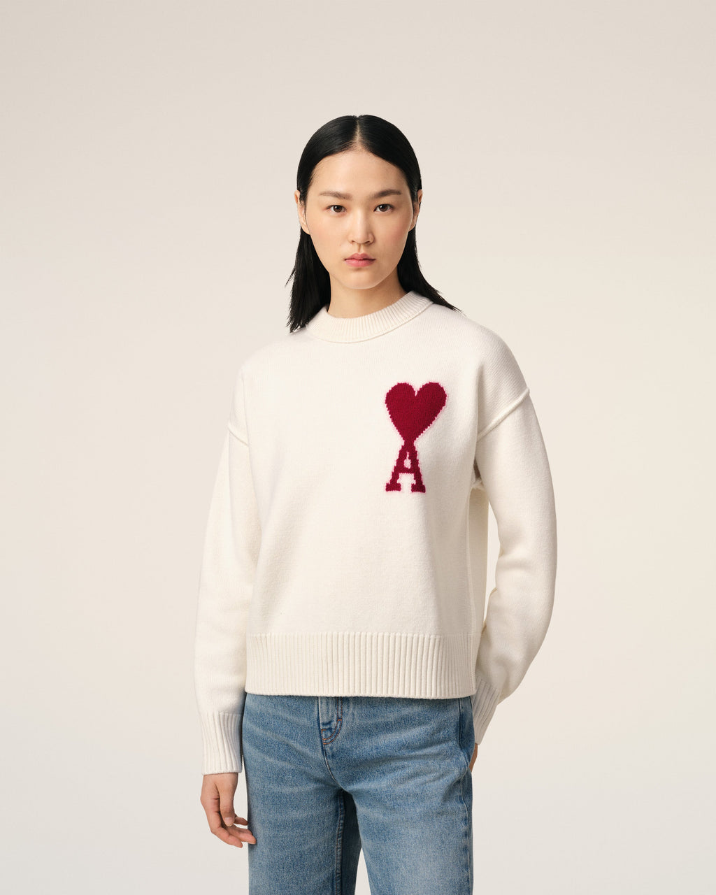 Pull Blanc Ami de Coeur En Laine