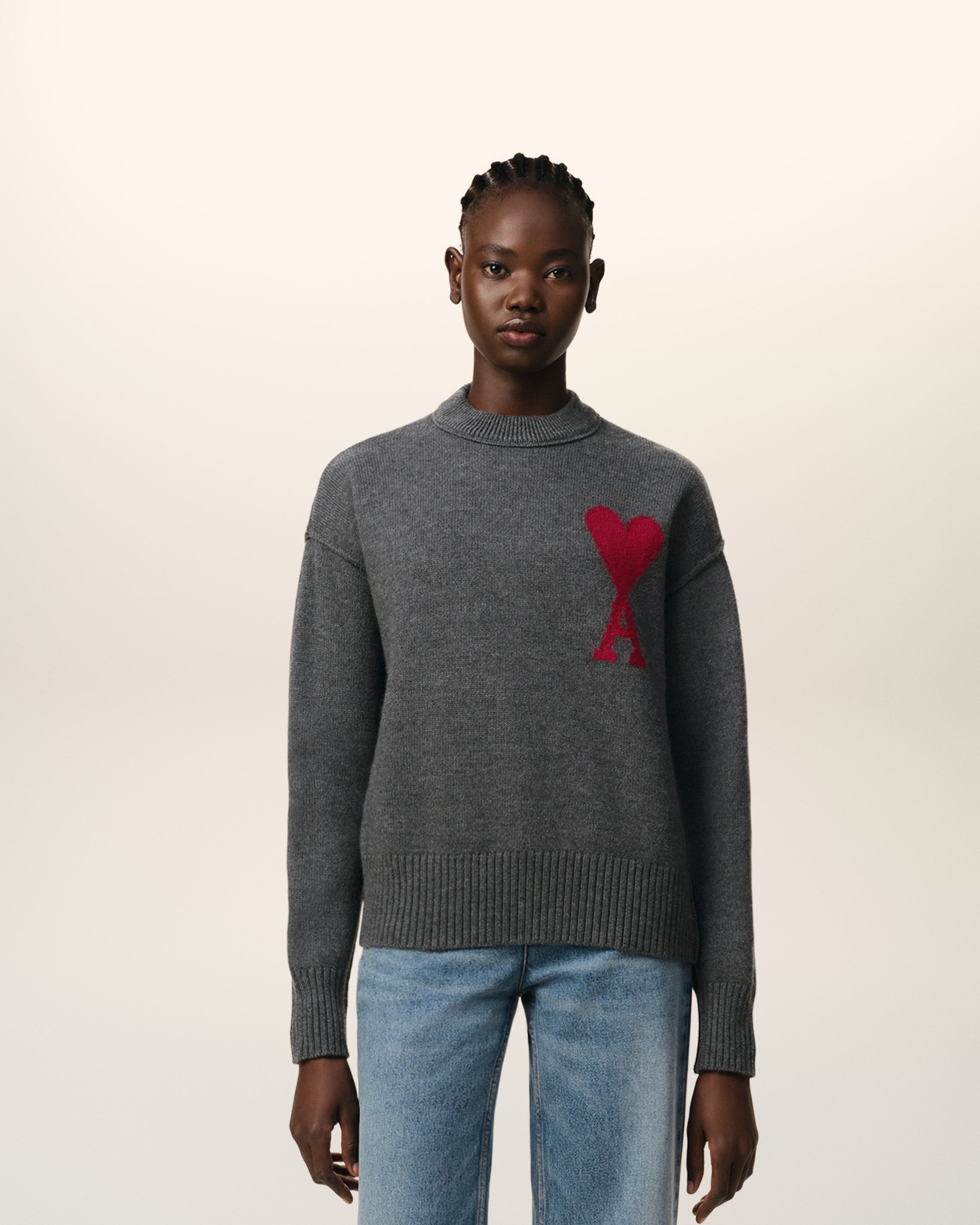 Pull Gris Ami de Coeur En Laine