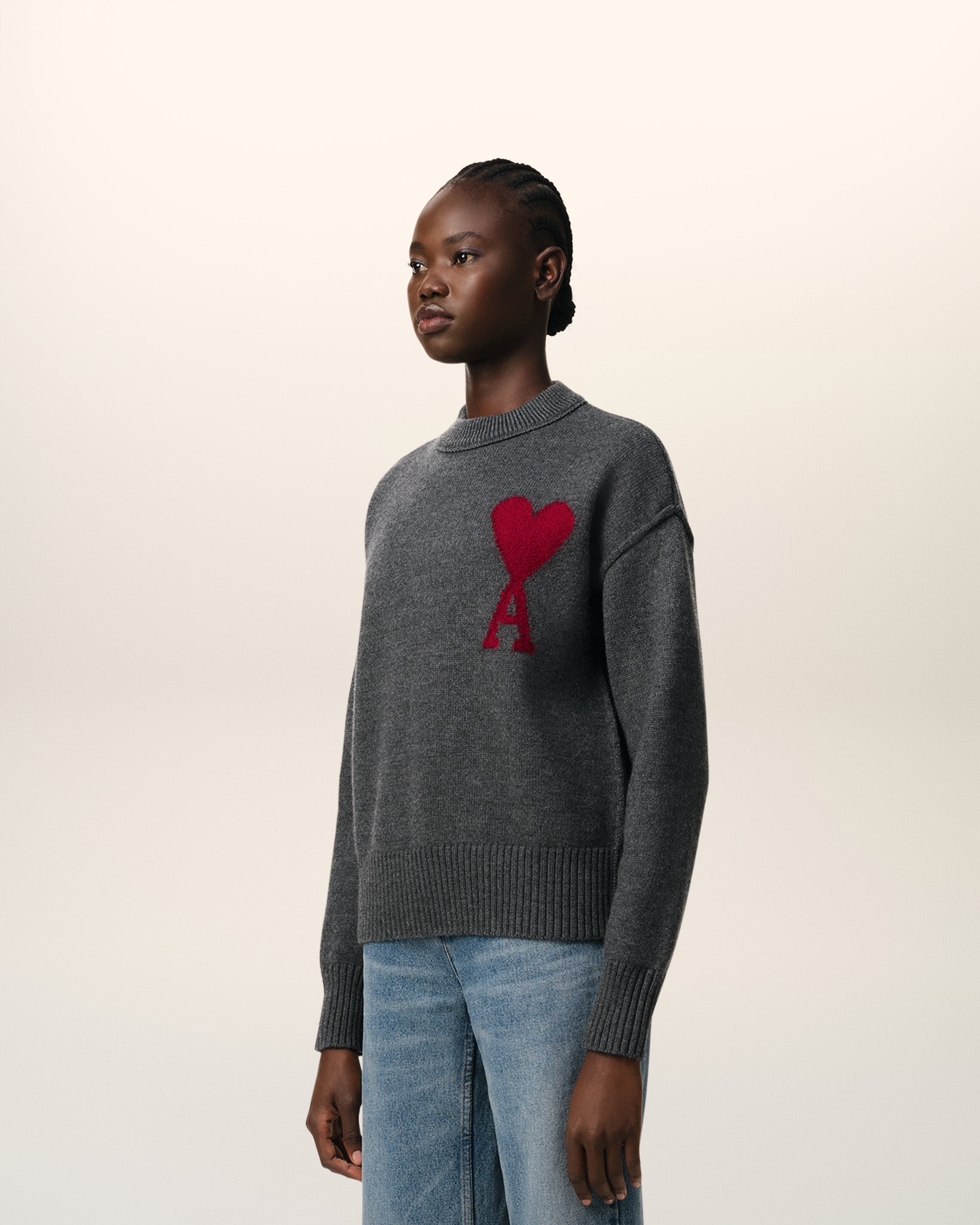 Pull Gris Ami de Coeur En Laine