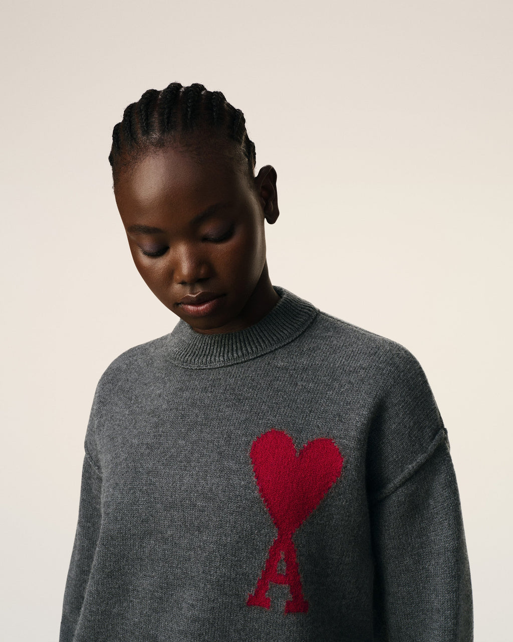 Pull Gris Ami de Coeur En Laine