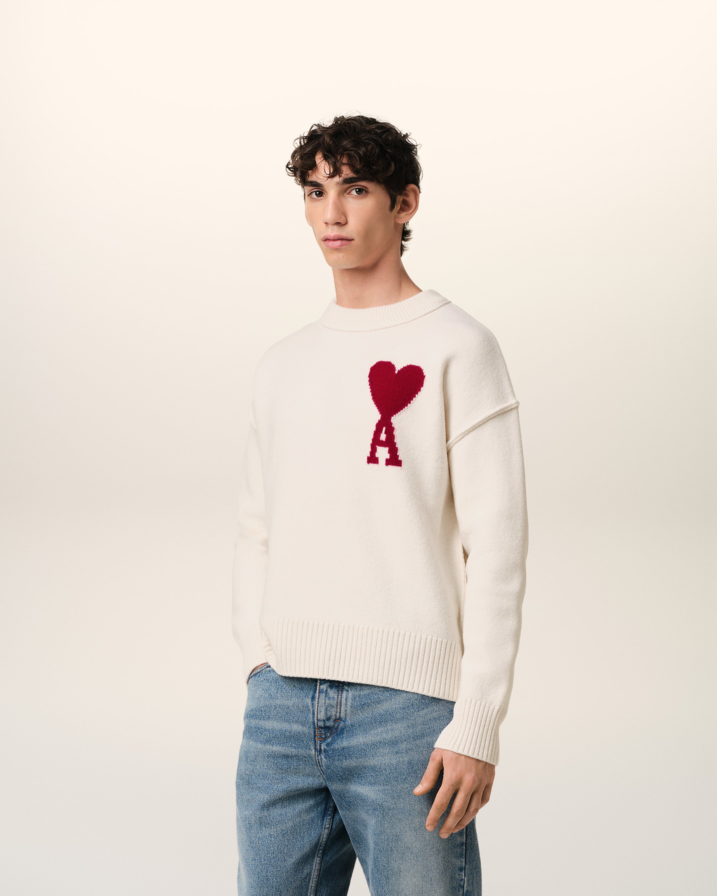 Pull Blanc Ami de Coeur En Laine