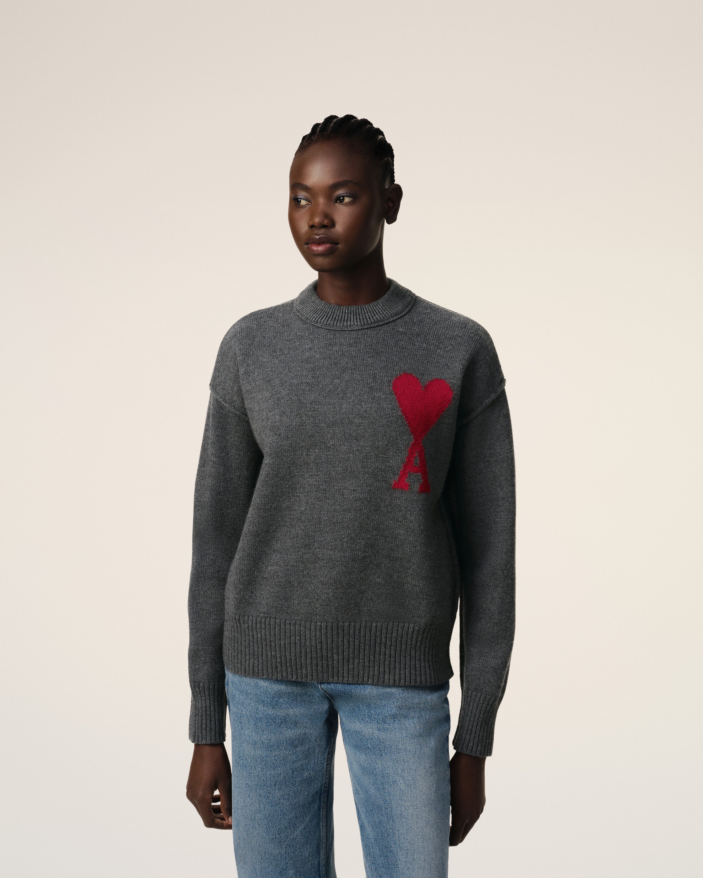Pull Gris Ami de Coeur En Laine