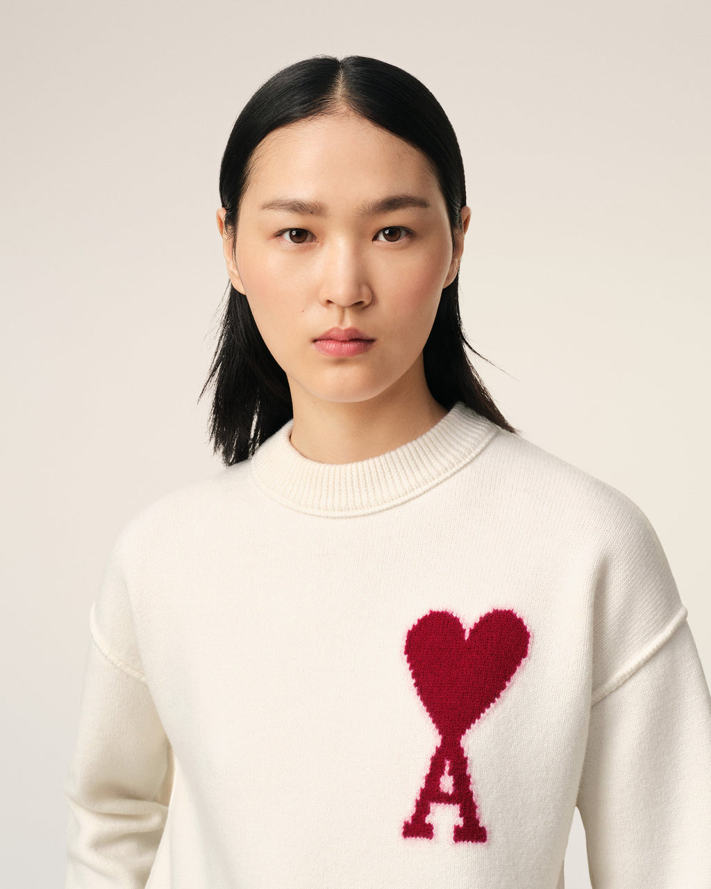 Pull Blanc Ami de Coeur En Laine