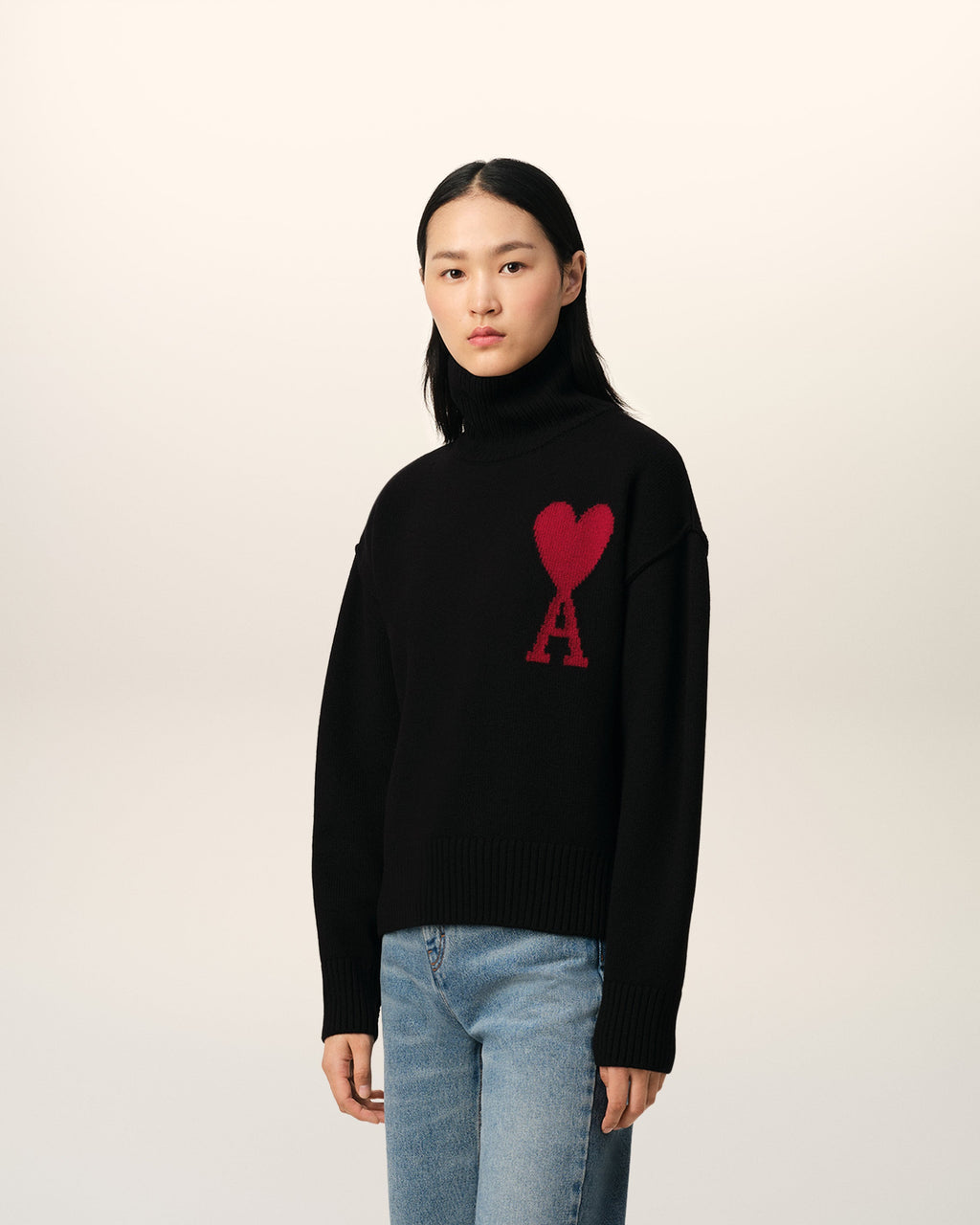 Pull Noir Ami de Coeur En Laine
