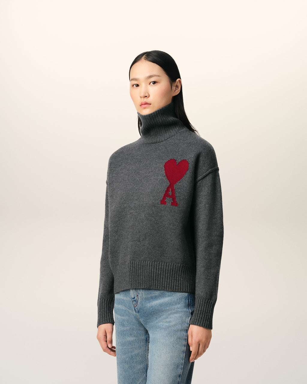Pull Gris Ami de Coeur En Laine