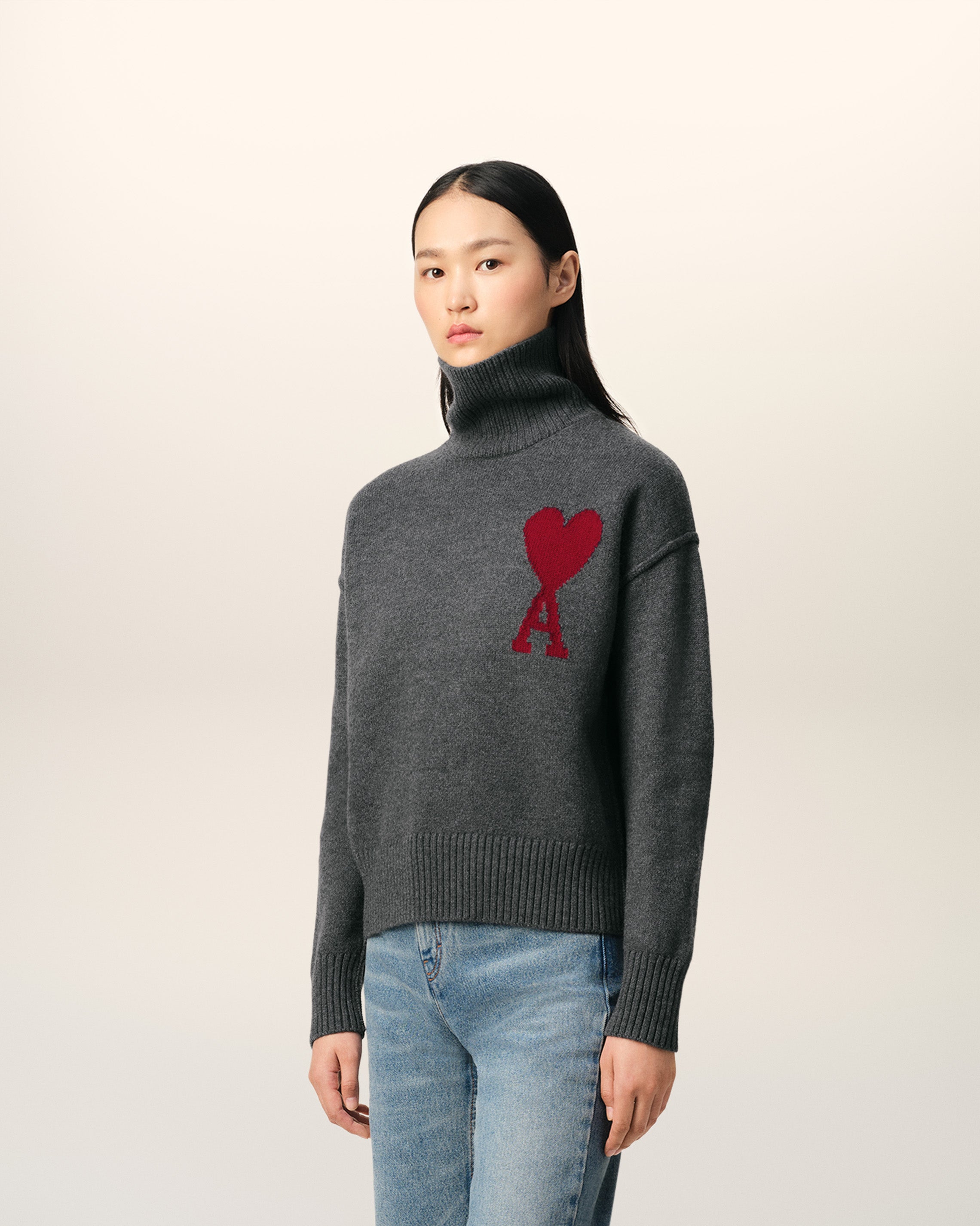 Pull Gris Ami de Coeur En Laine