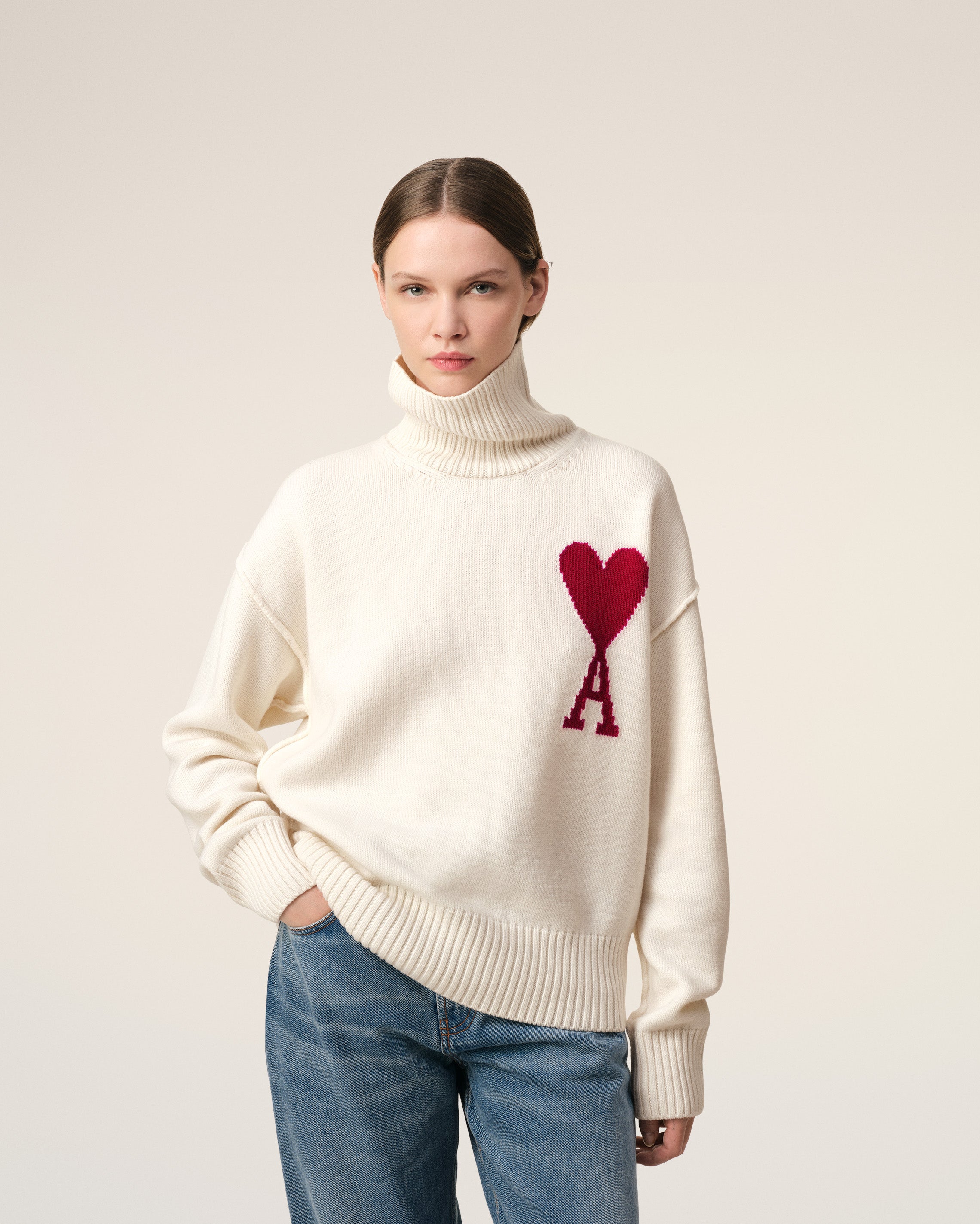 Pull Blanc Ami de Coeur En Laine
