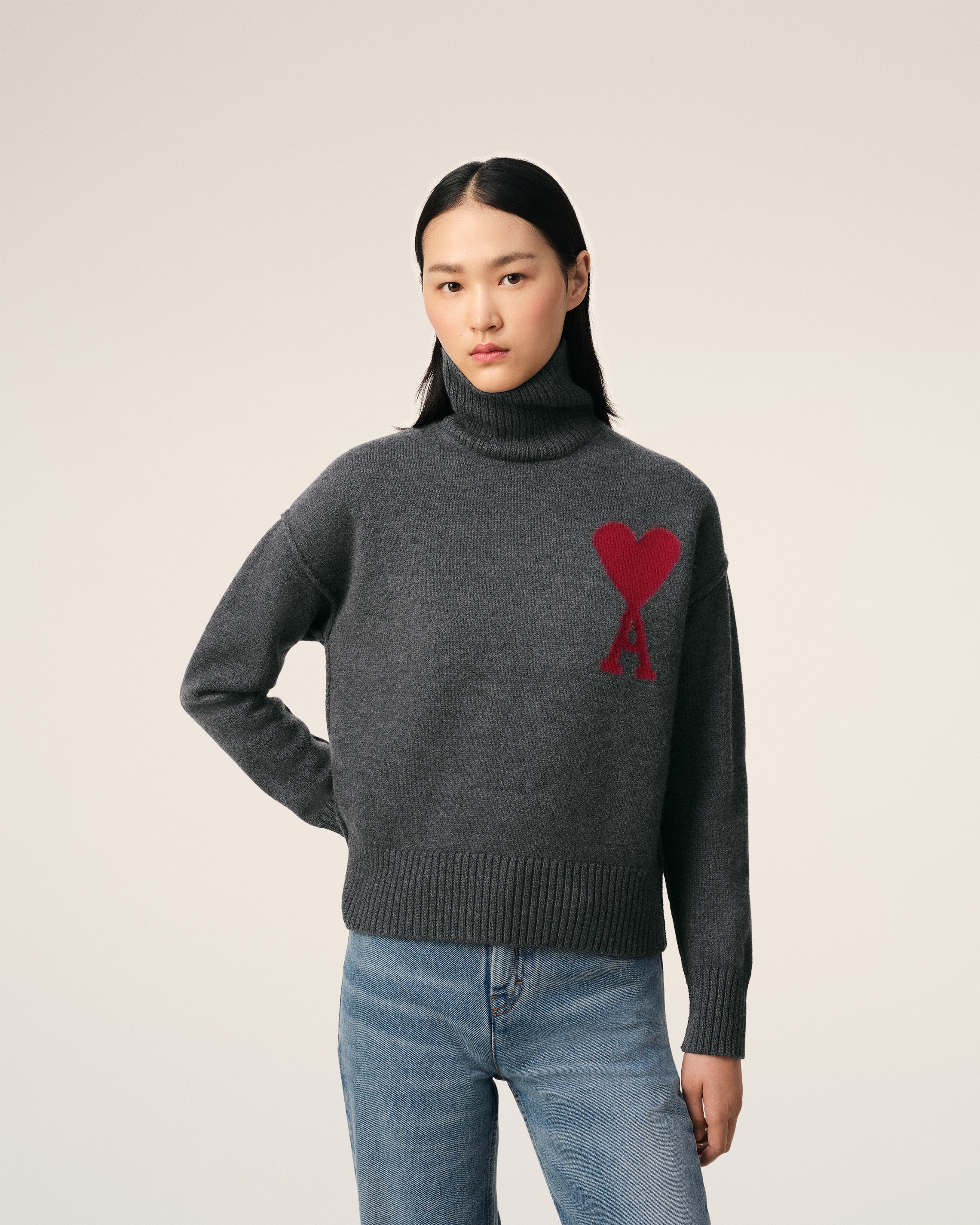 Pull Gris Ami de Coeur En Laine
