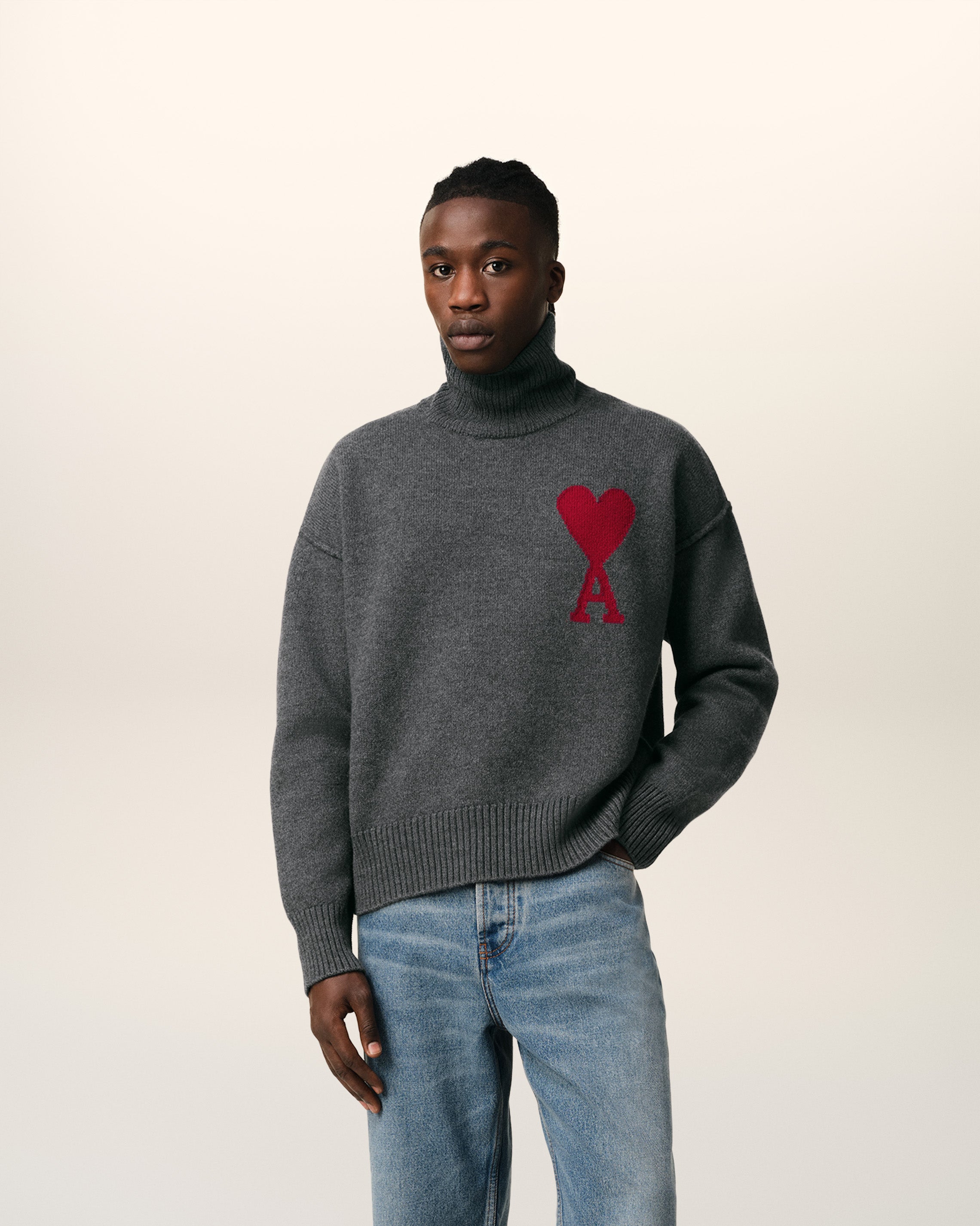 Pull Gris Ami de Coeur En Laine
