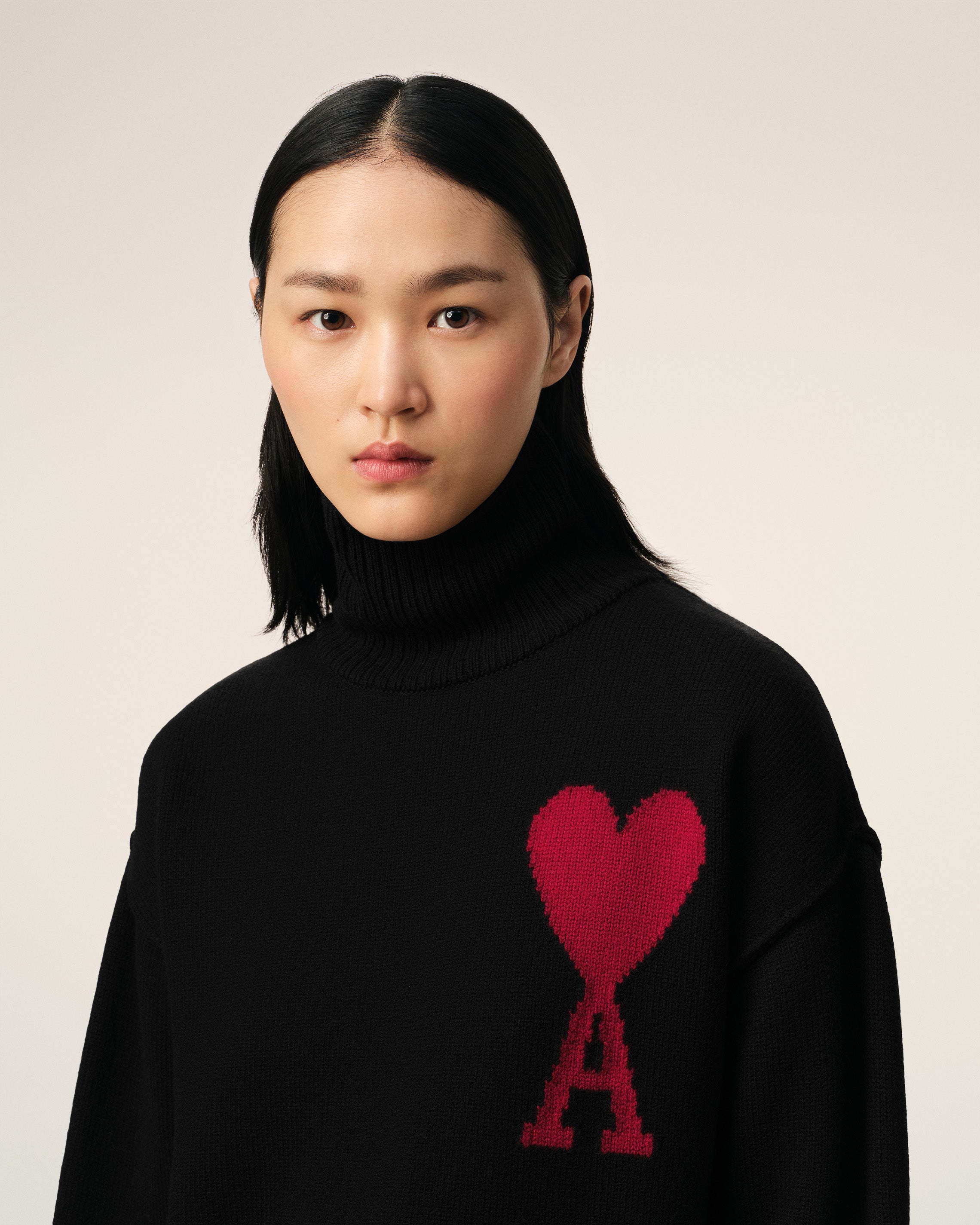 Pull Noir Ami de Coeur En Laine
