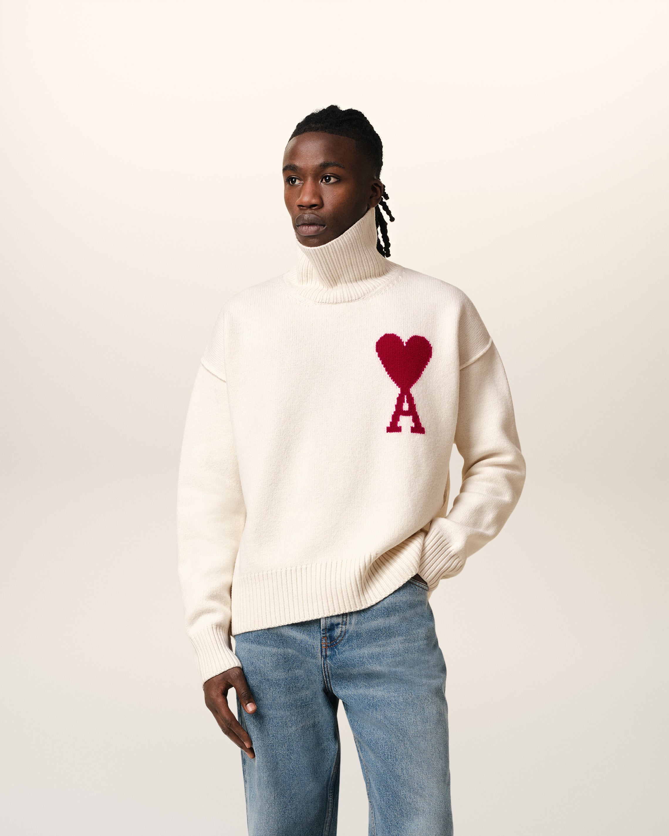 Pull Blanc Ami de Coeur En Laine