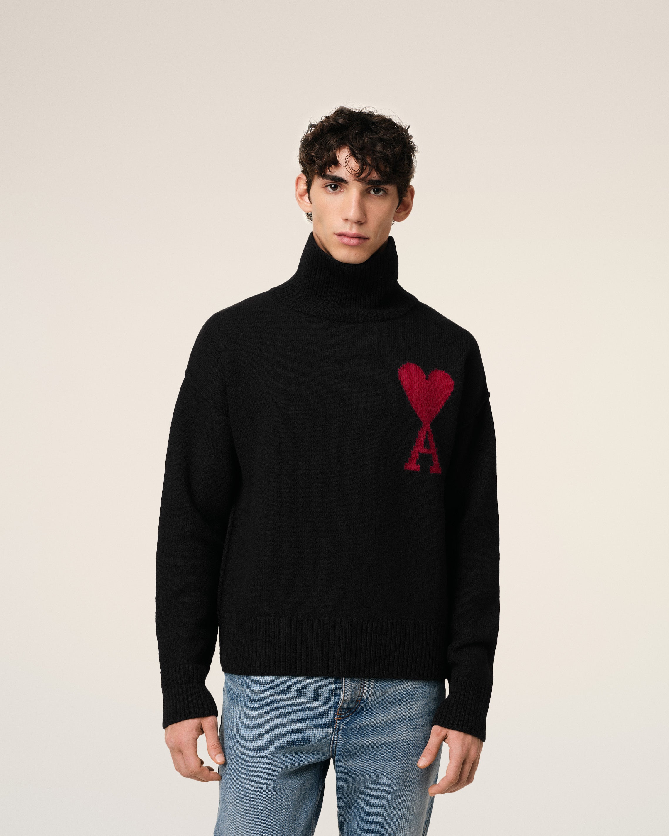Pull Noir Ami de Coeur En Laine