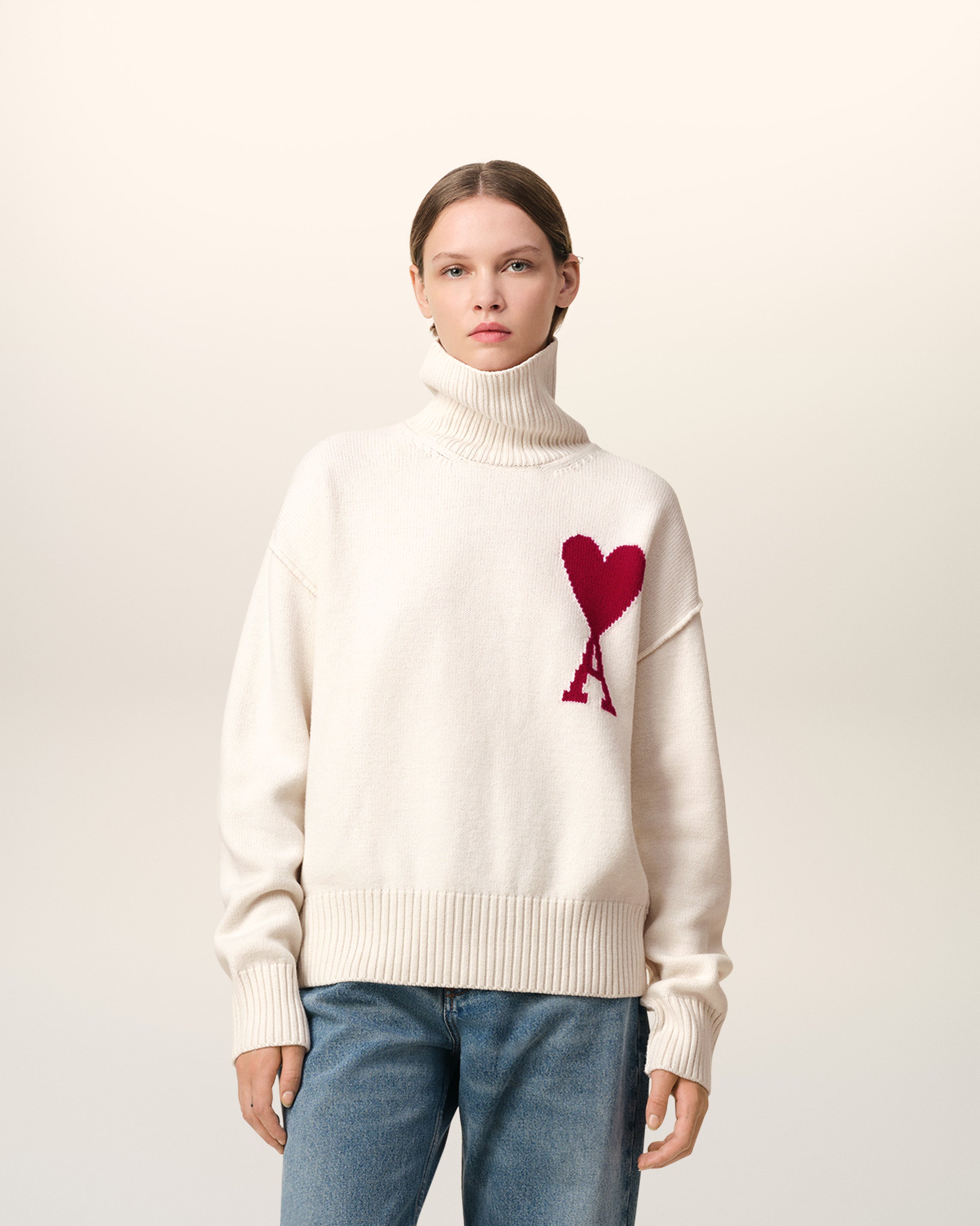 Pull Blanc Ami de Coeur En Laine