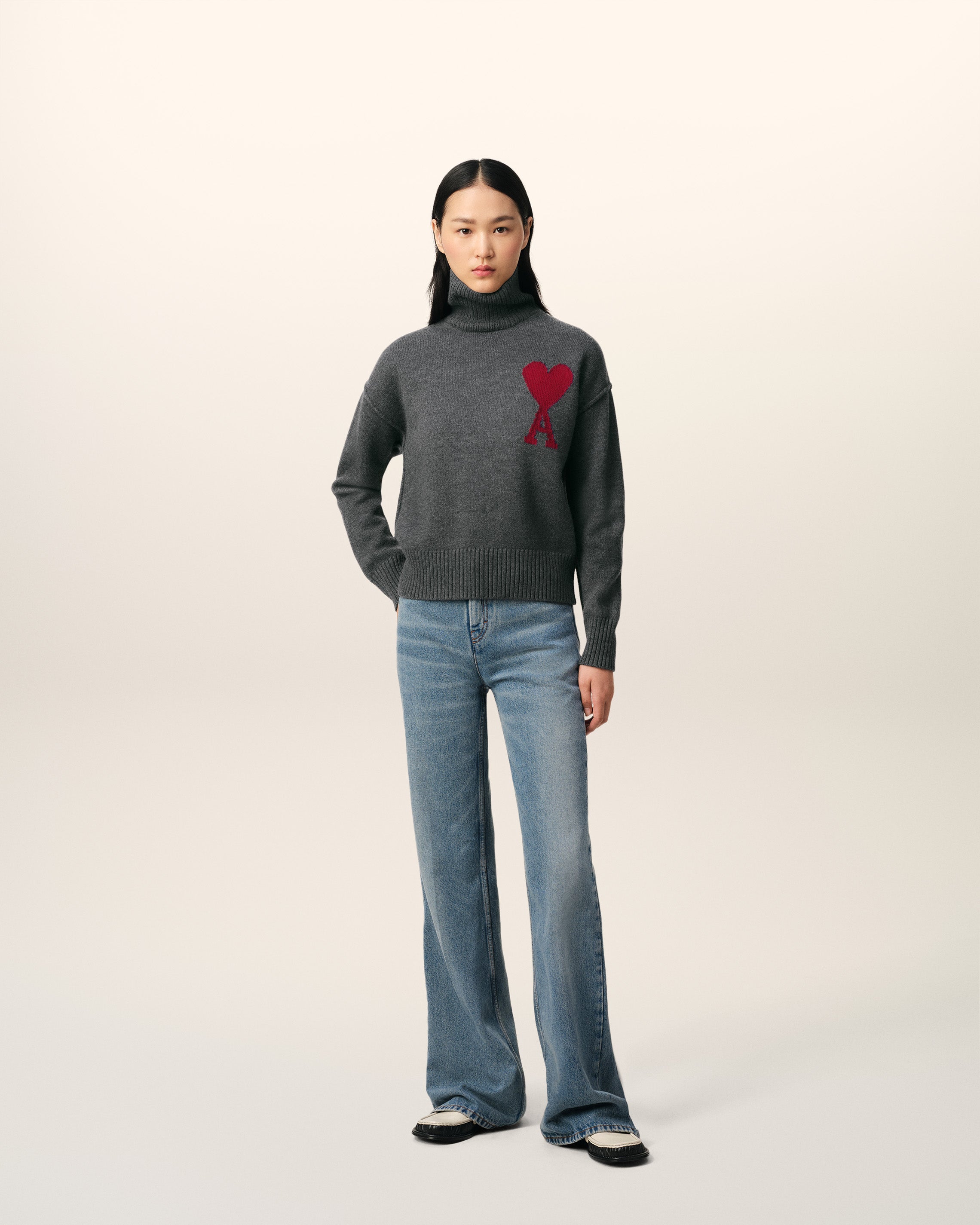 Pull Gris Ami de Coeur En Laine