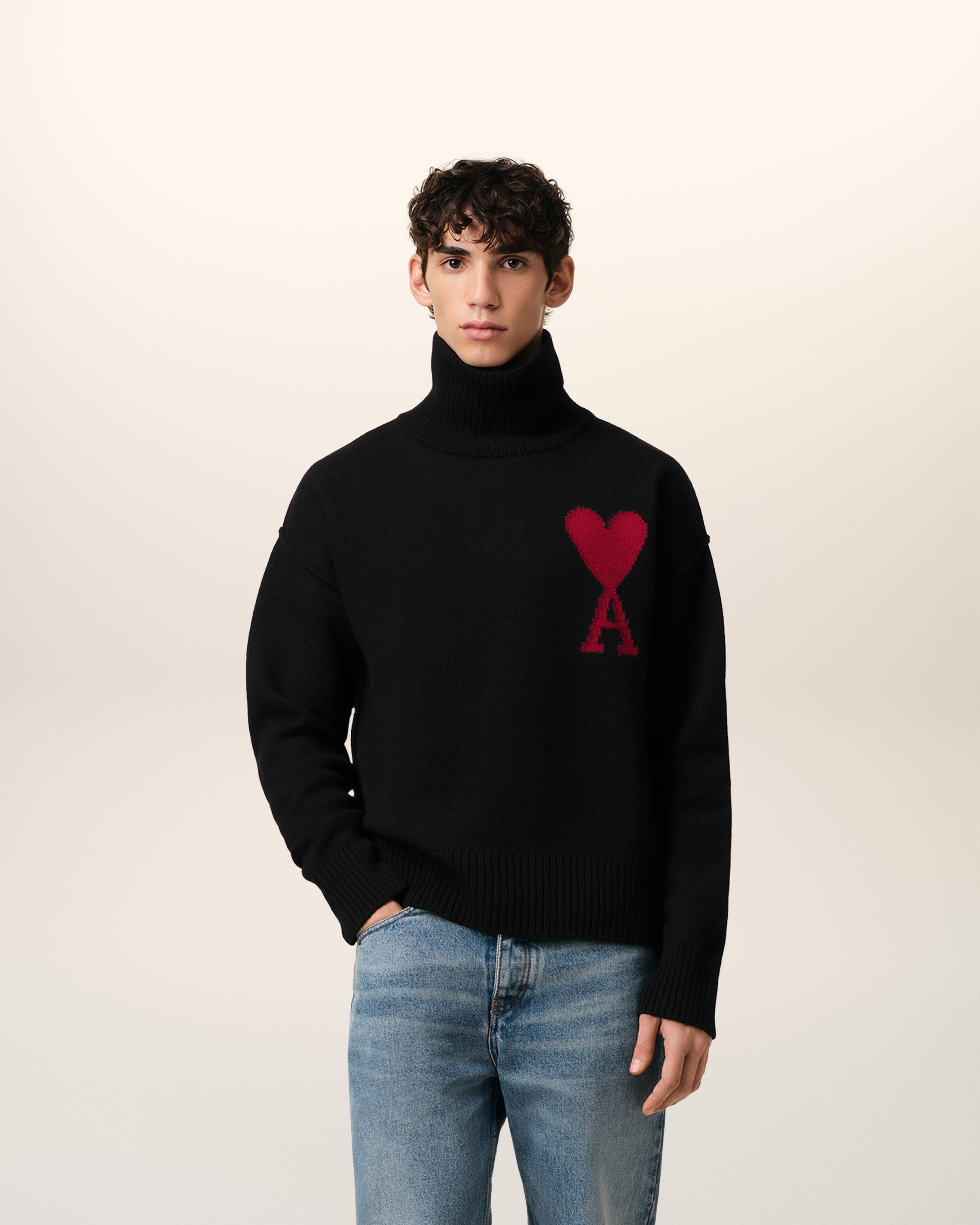 Pull Noir Ami de Coeur En Laine