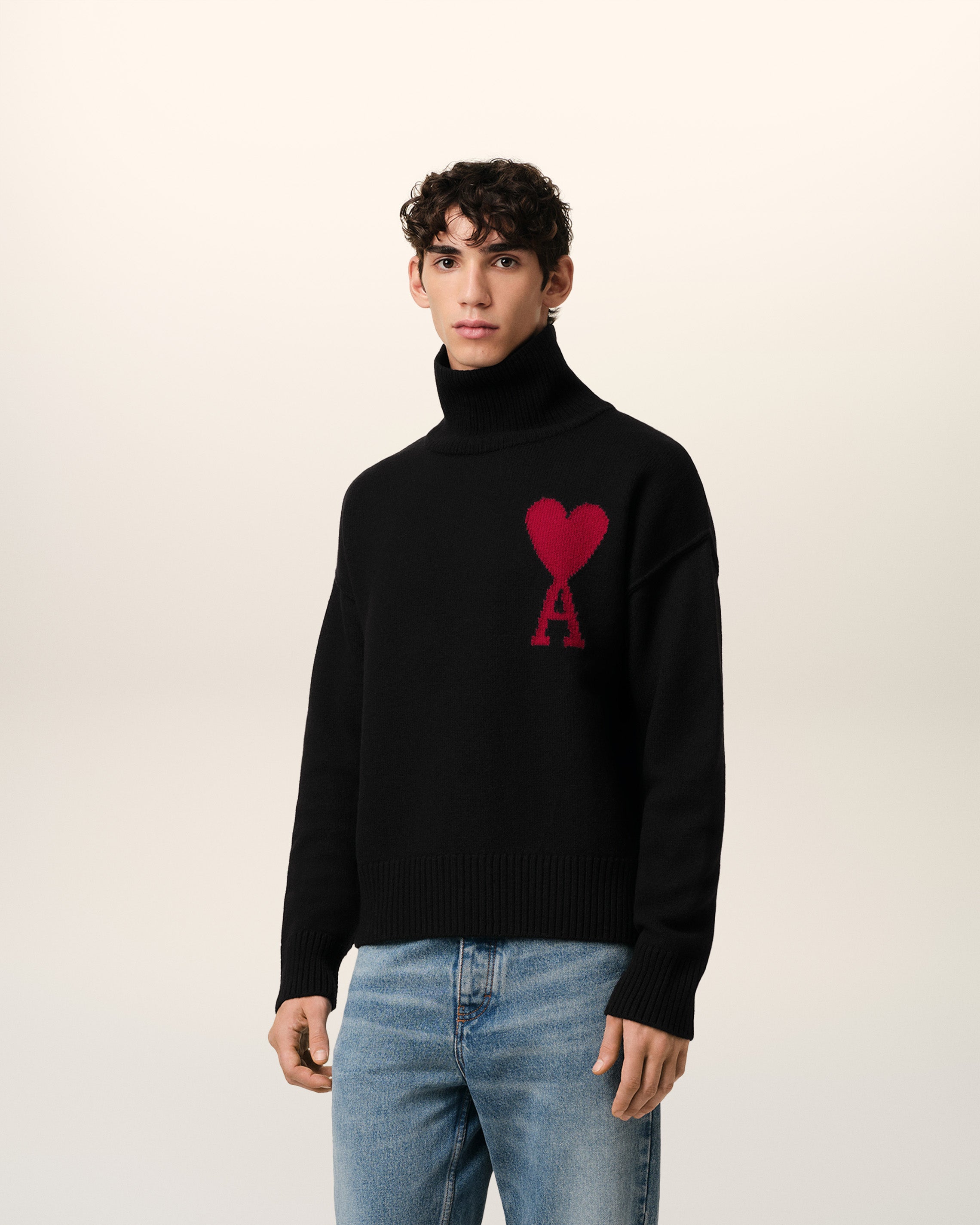 Pull Noir Ami de Coeur En Laine