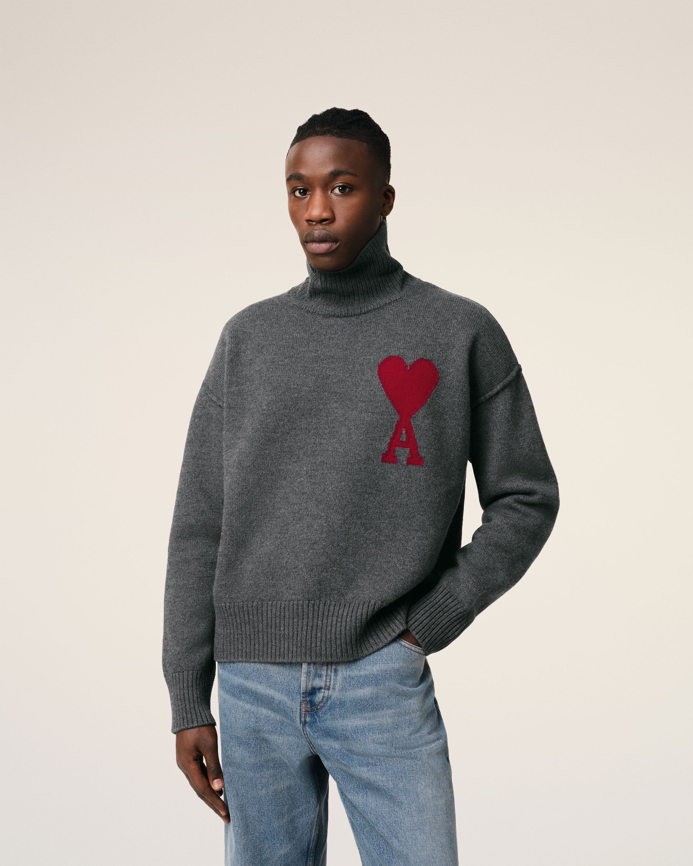 Pull Gris Ami de Coeur En Laine