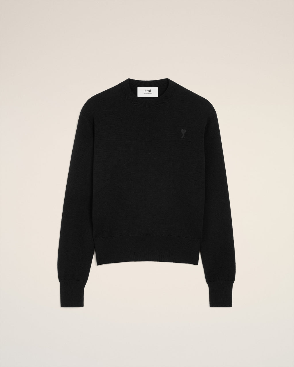 Pull Noir Col Rond Ami De Coeur En Laine