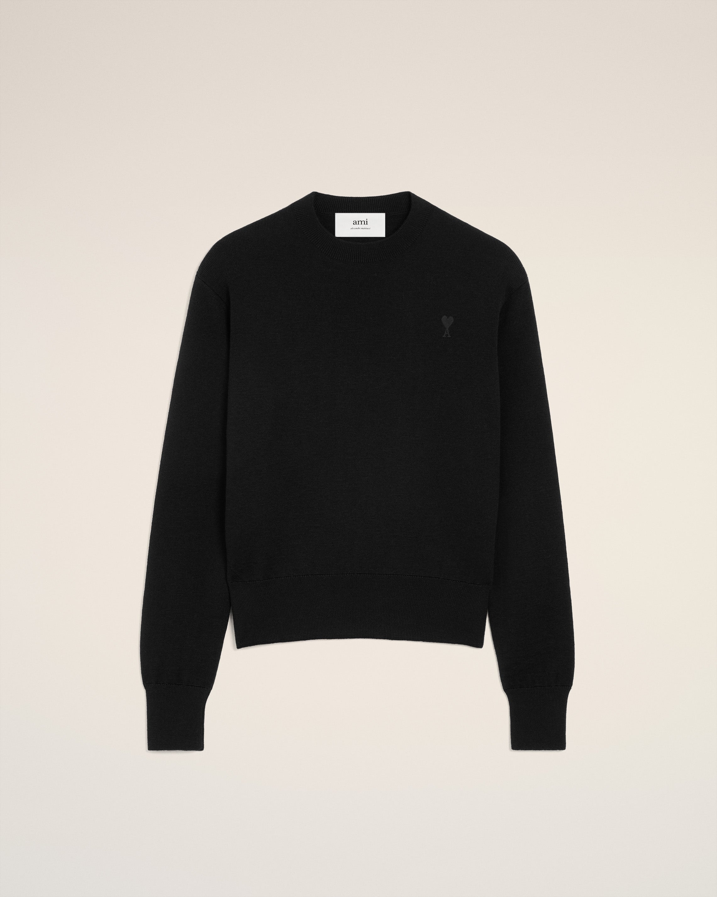 Pull Noir Col Rond Ami De Coeur En Laine