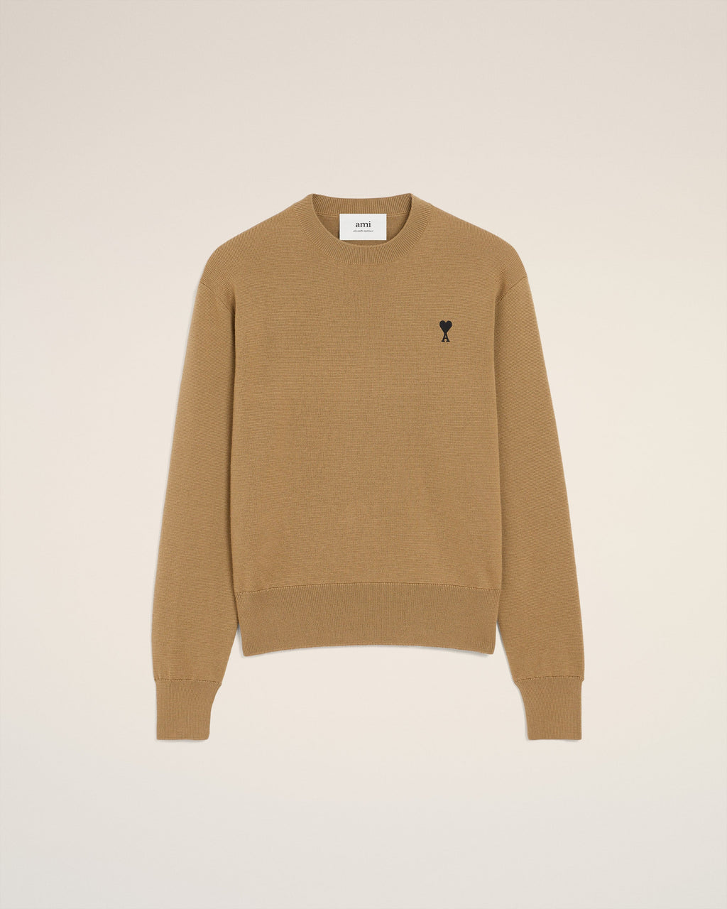 Pull Marron Col Rond Ami De Coeur En Laine