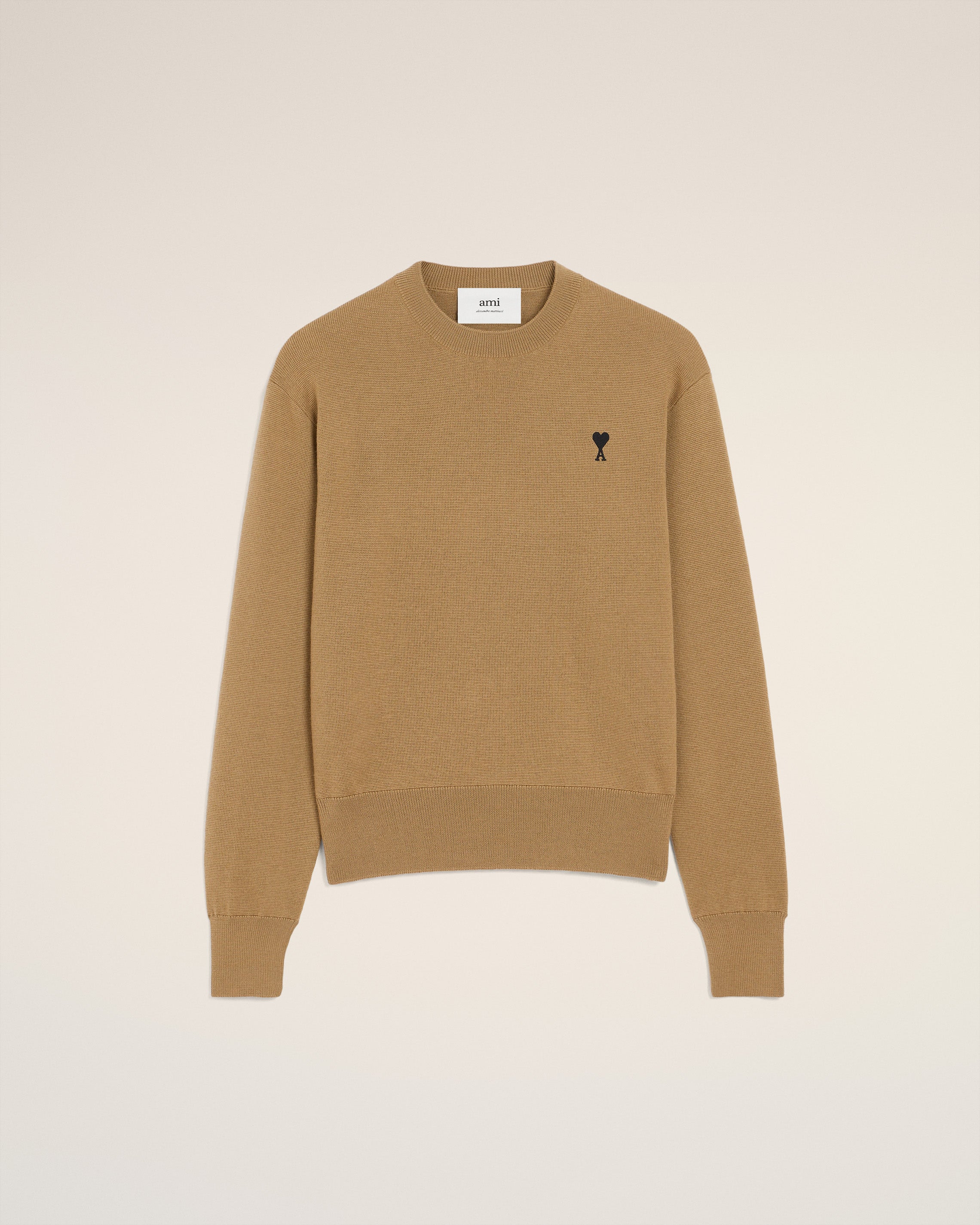 Pull Marron Col Rond Ami De Coeur En Laine