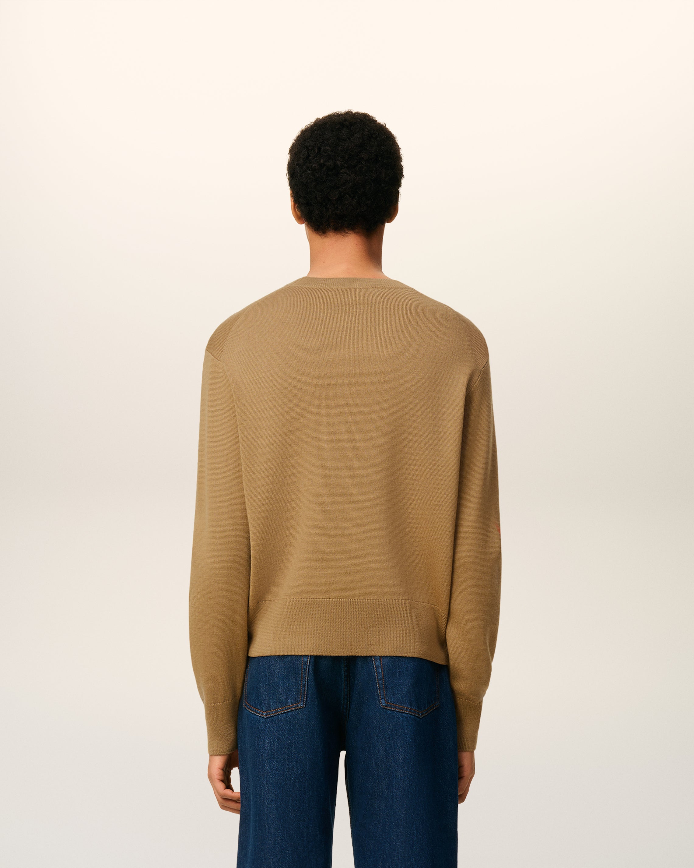 Pull Marron Col Rond Ami De Coeur En Laine