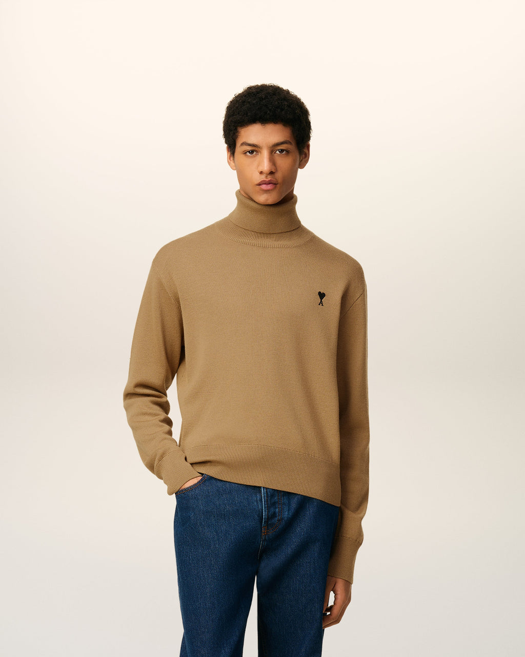 Pull Marron Col Roulé Ami De Coeur En Laine