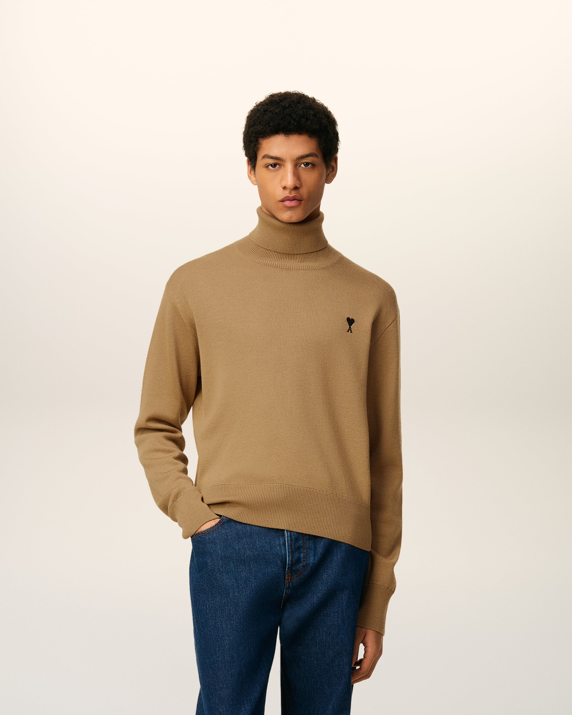 Pull Marron Col Roulé Ami De Coeur En Laine