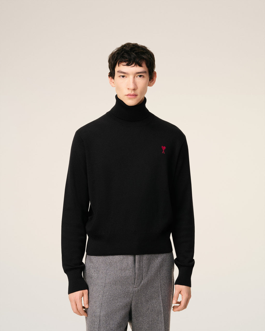 Pull Noir Col Roulé  Ami De Coeur En Laine