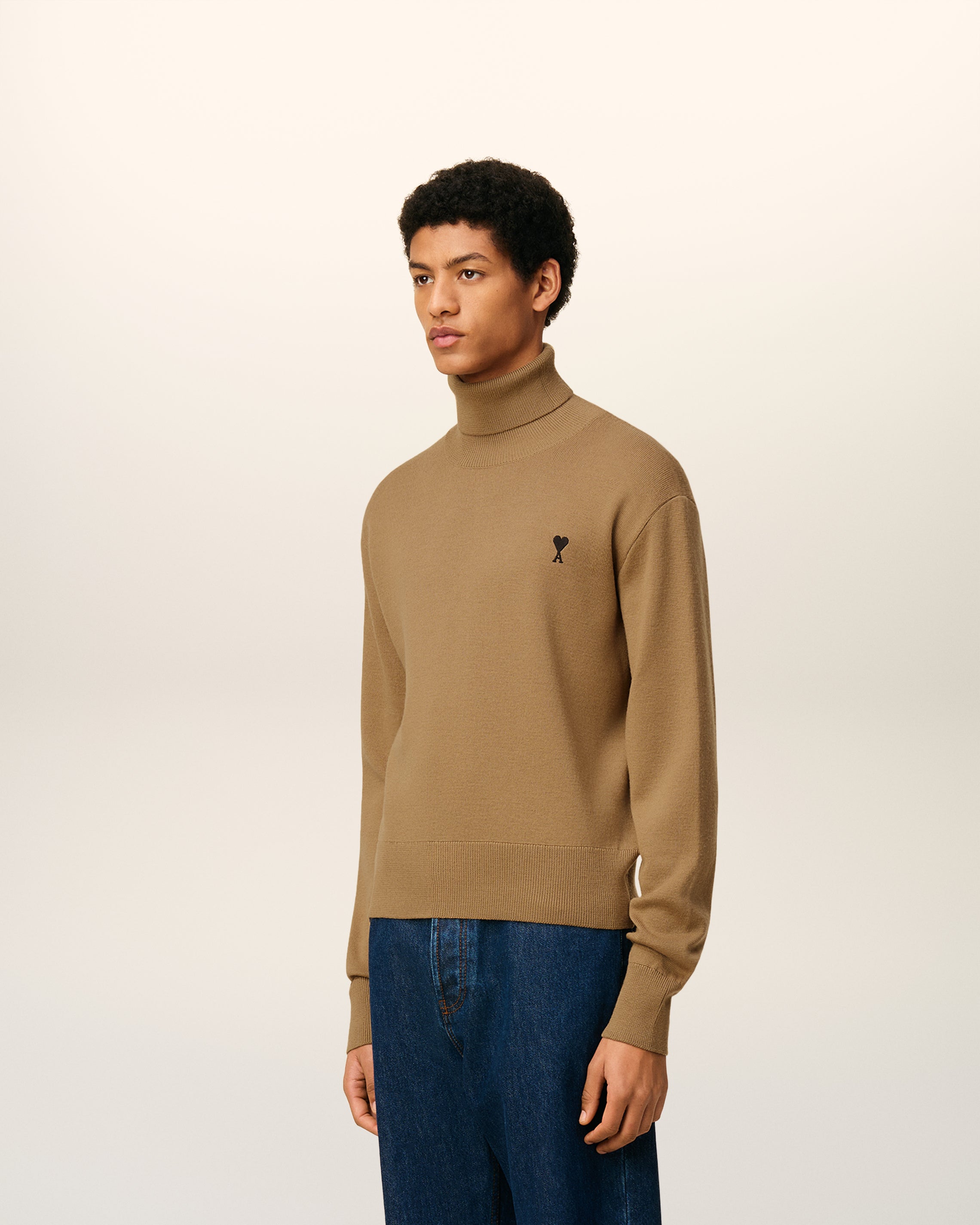Pull Marron Col Roulé Ami De Coeur En Laine