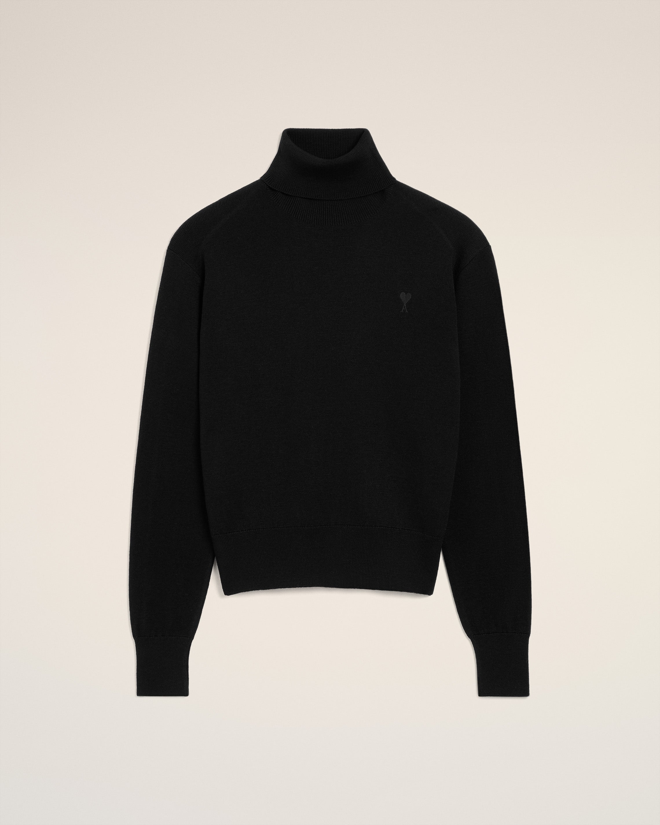 Pull Noir Col Roulé Ami De Coeur En Laine