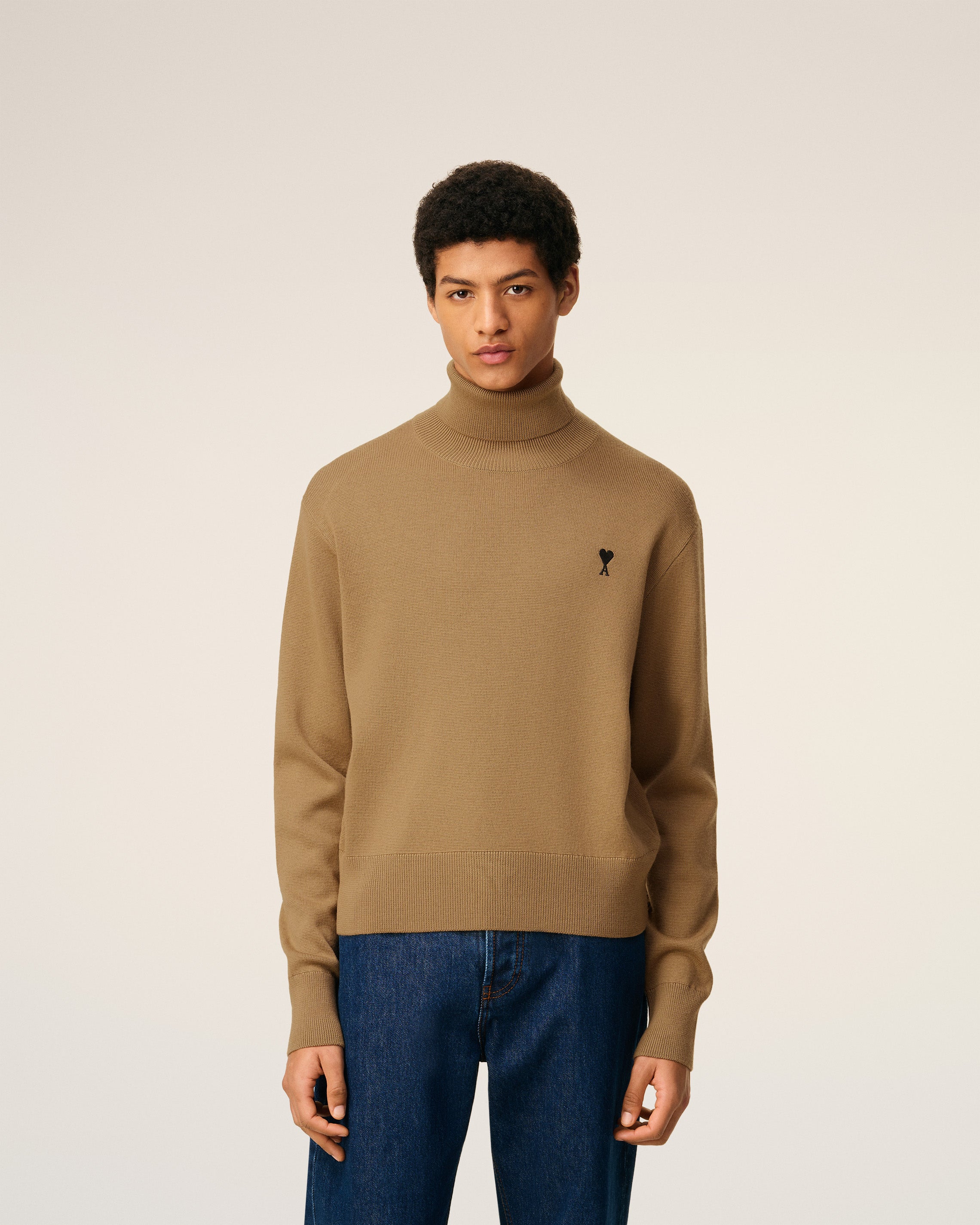 Pull Marron Col Roulé Ami De Coeur En Laine