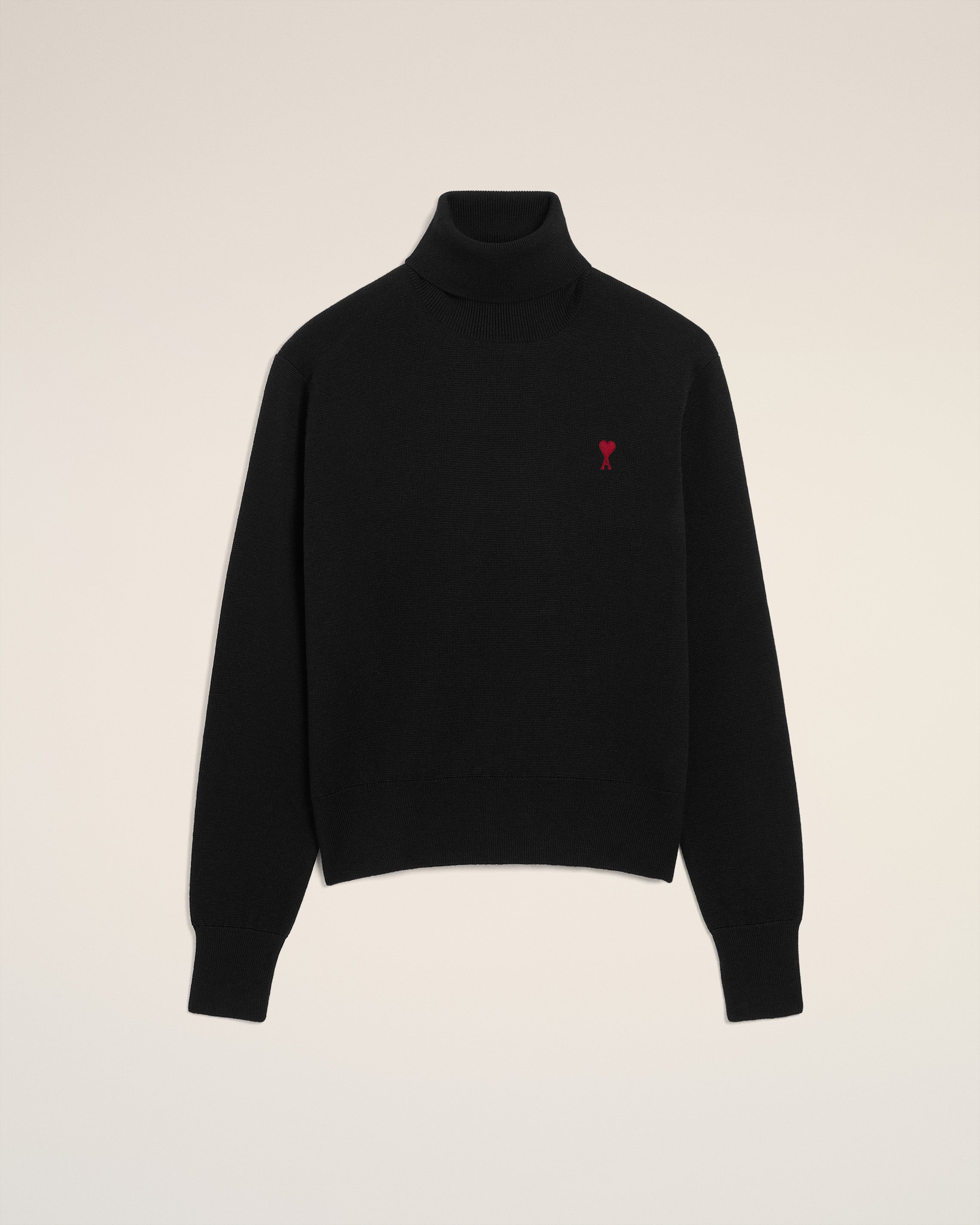 Pull Noir Col Roulé  Ami De Coeur En Laine