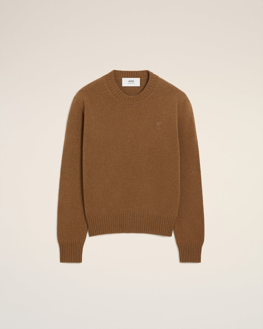 Pull Marron Col Rond Ami De Coeur En Cachemire