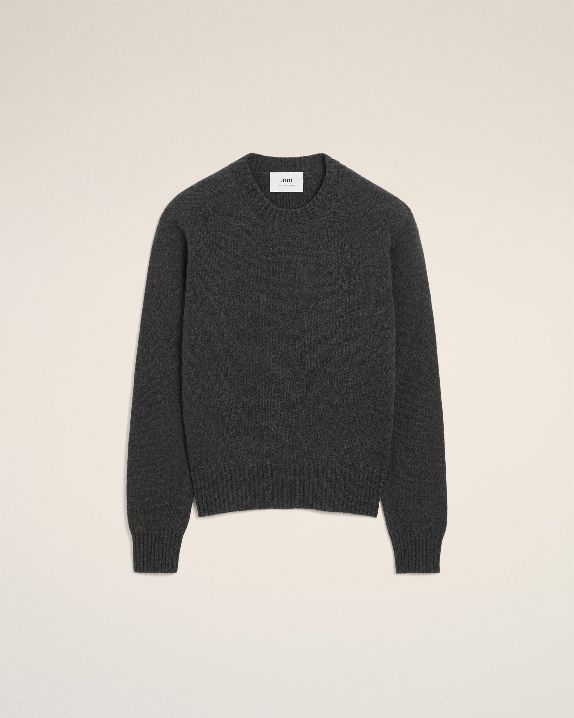 Pull Noir Col Rond Ami De Coeur En Cachemire